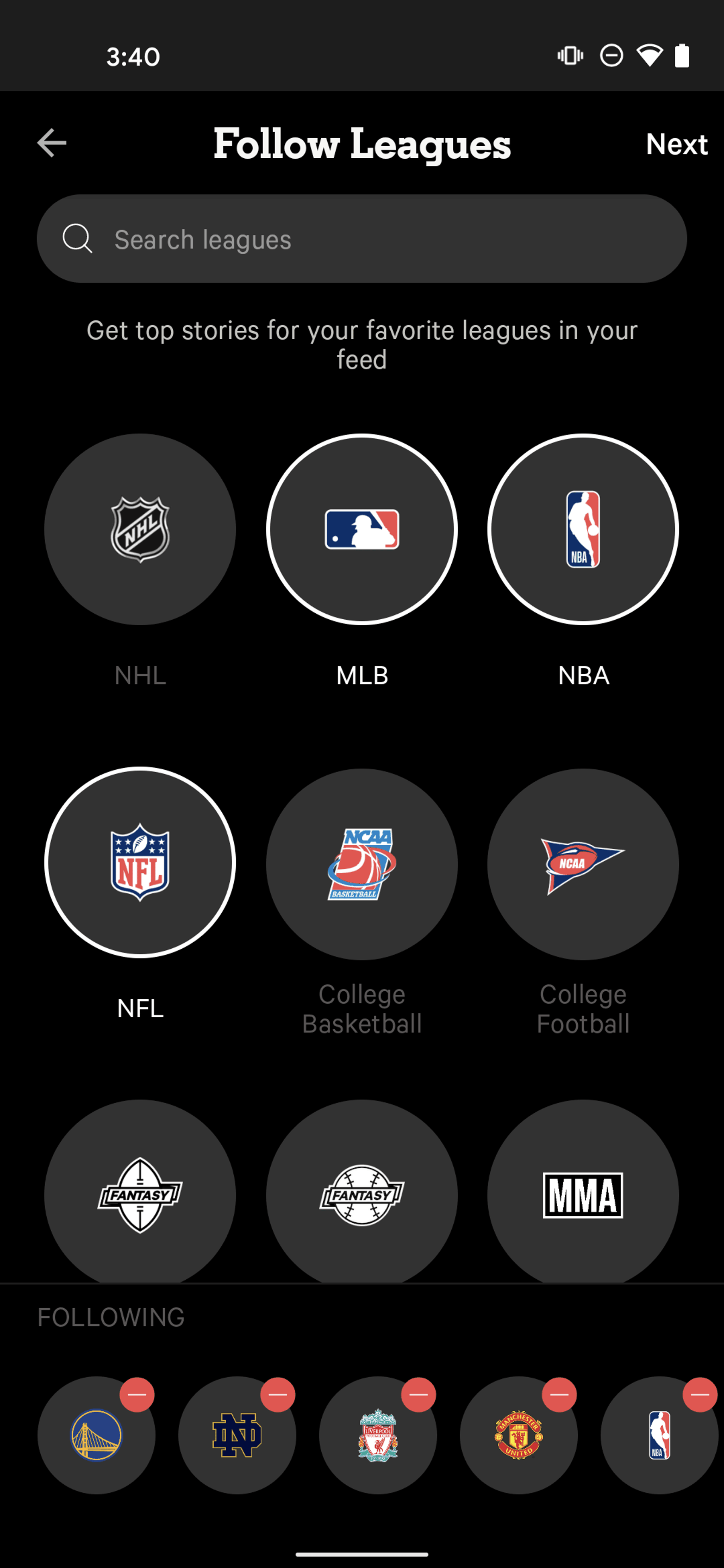 The Athletic Android Sports interface screenshot 8
