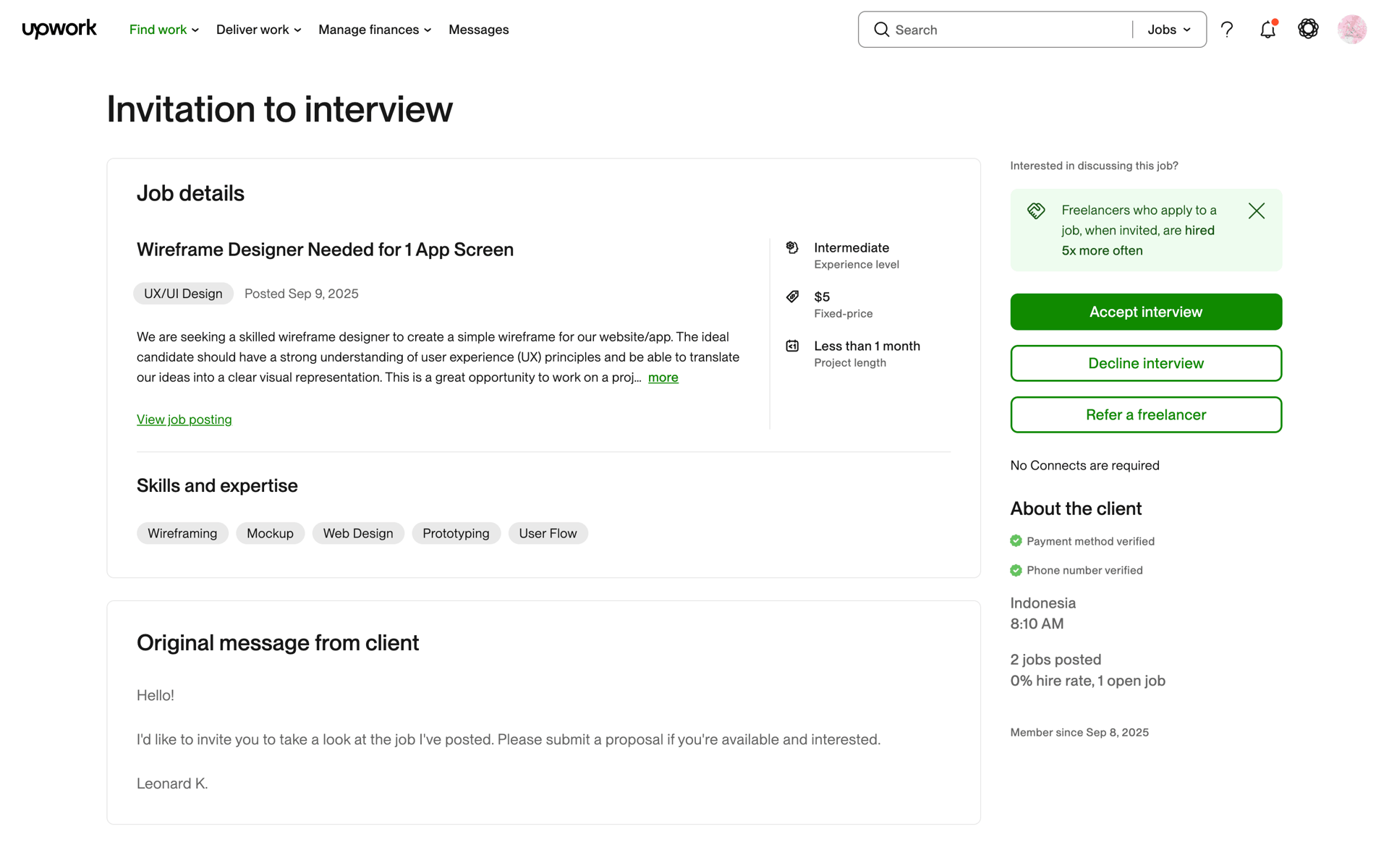 Upwork Web Business interface screenshot 18