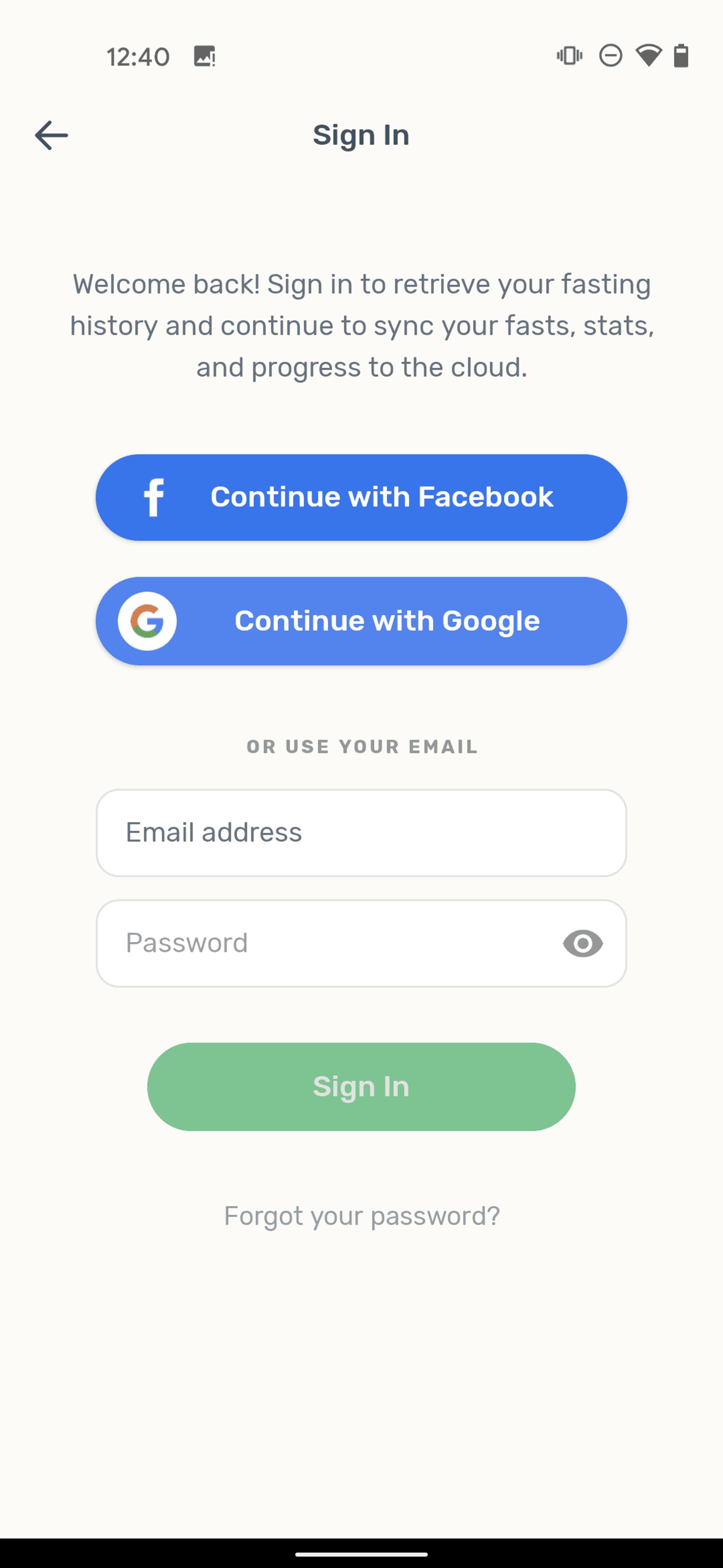 Zero Android Health & Fitness interface screenshot 3
