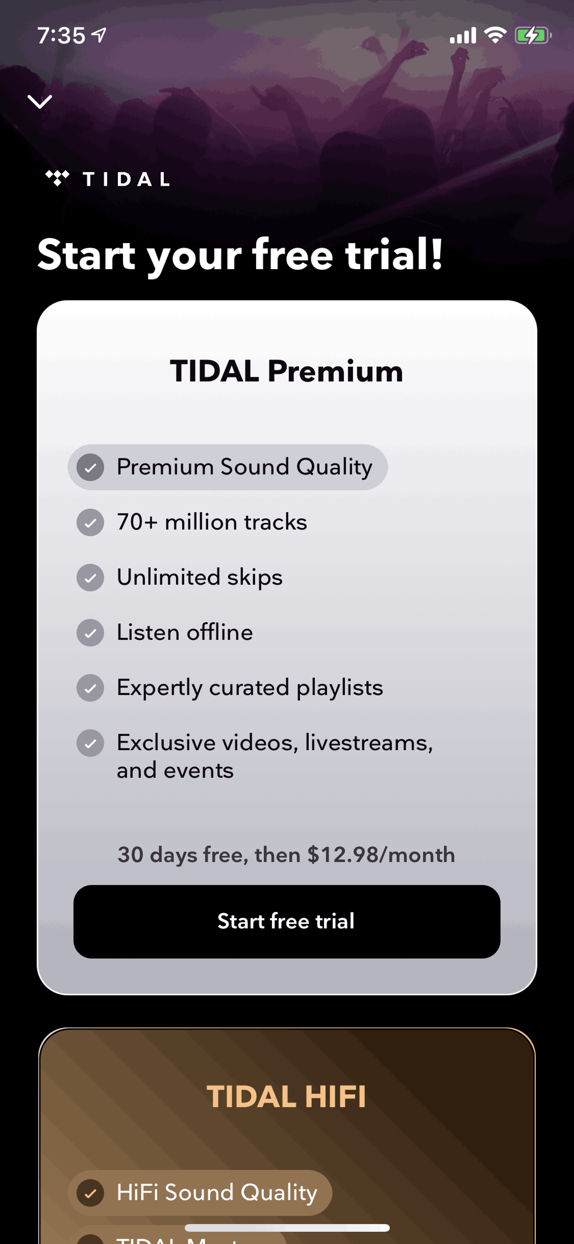 TIDAL iOS Music & Audio interface screenshot 16