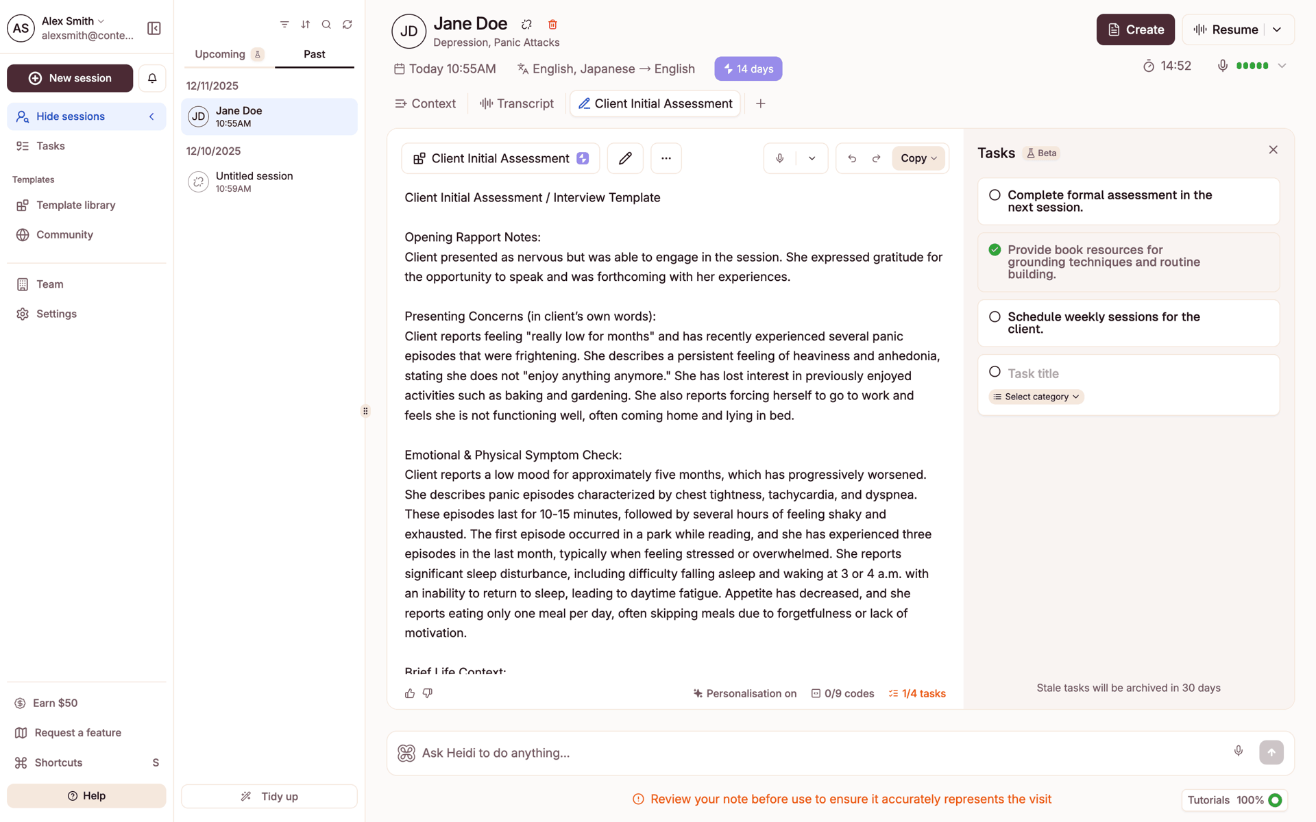 Heidi Web AI interface screenshot 5