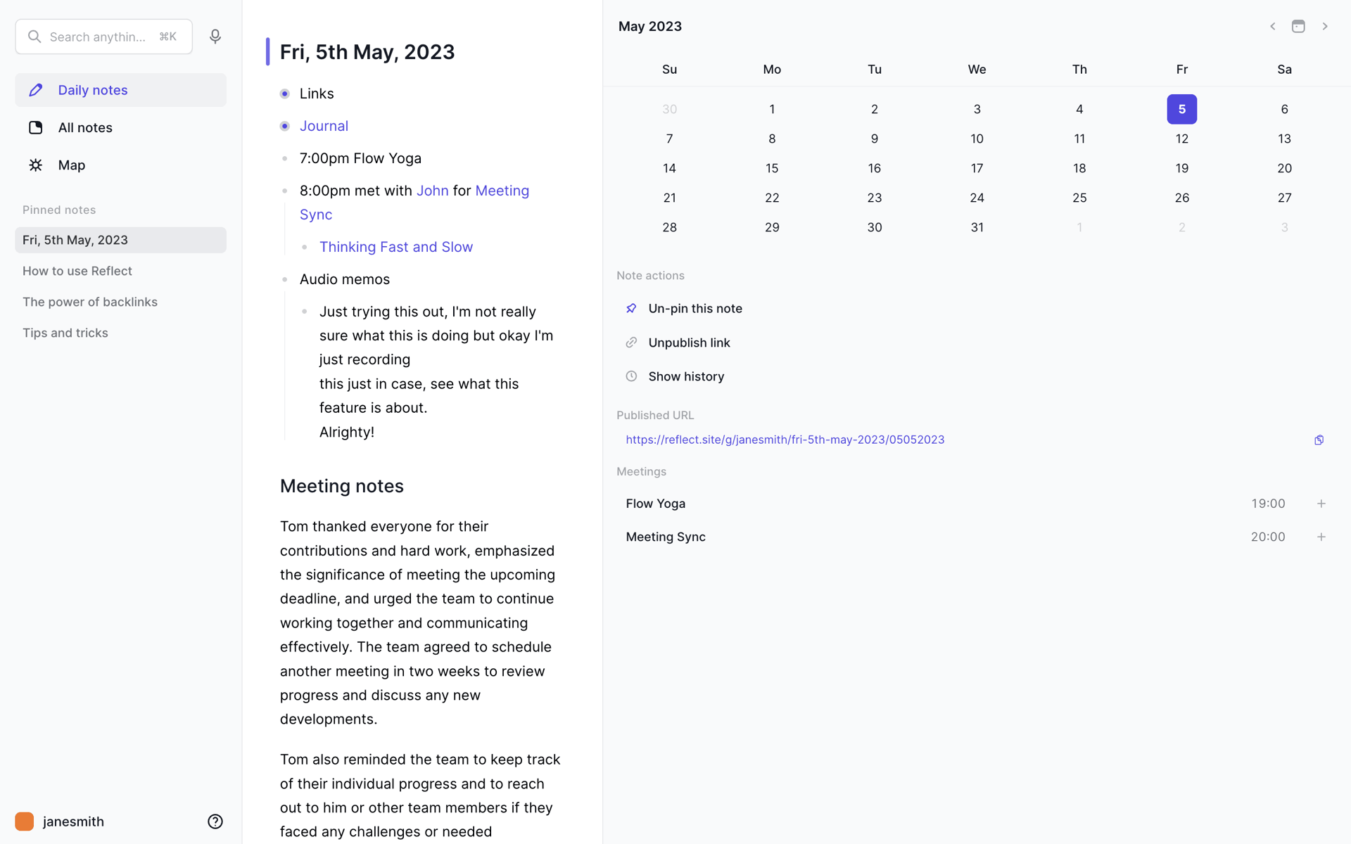 Reflect Web AI interface screenshot 17