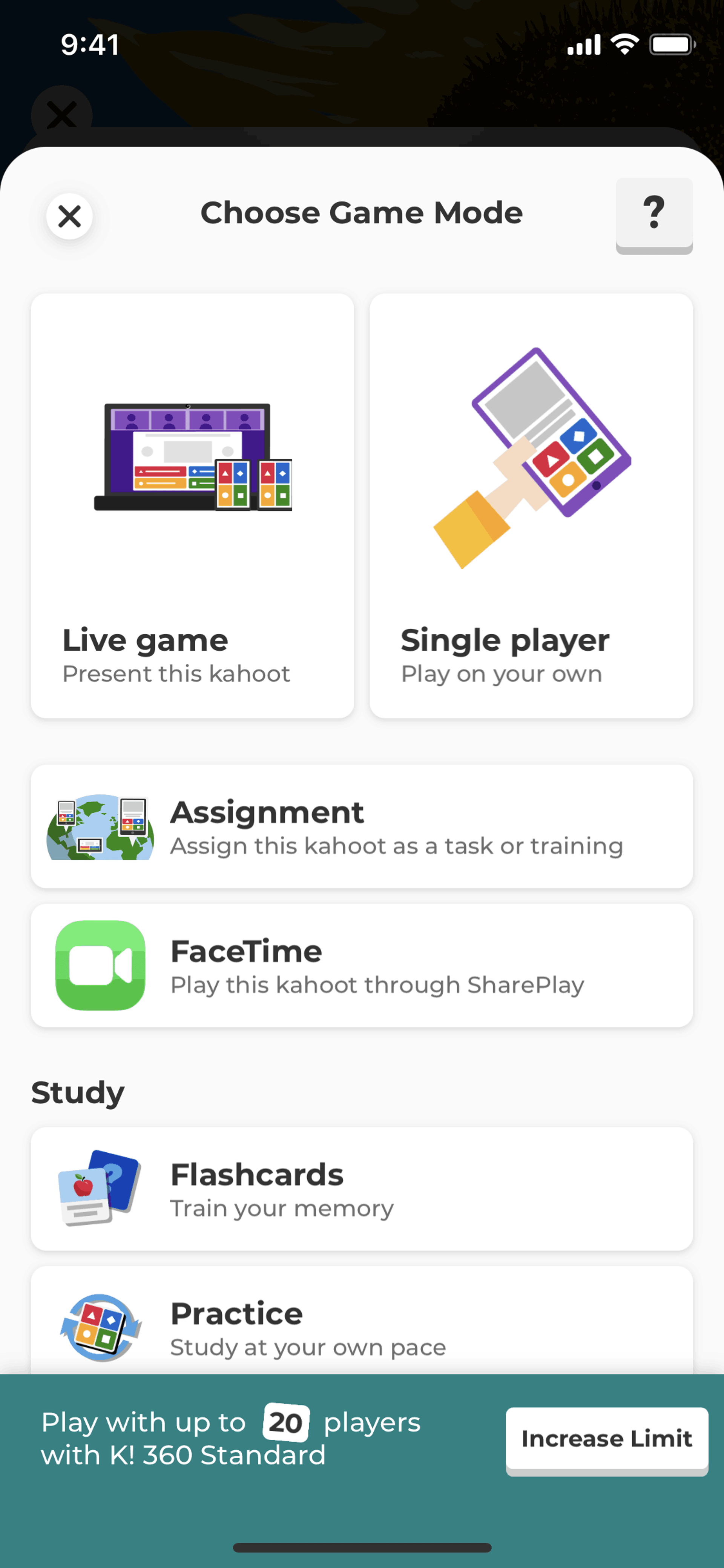 Kahoot! iOS Education interface screenshot 14