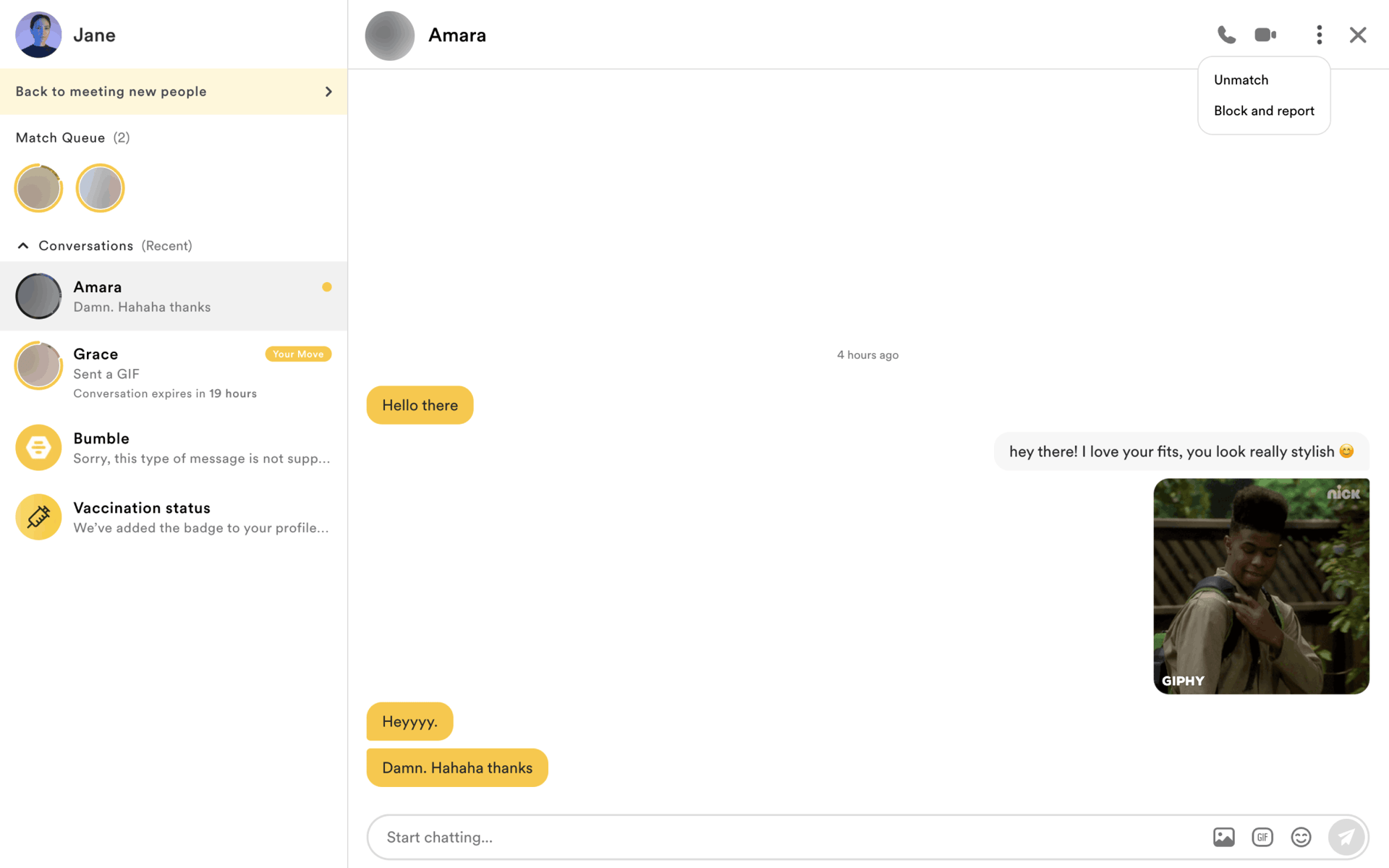 Bumble Web Lifestyle interface screenshot 7
