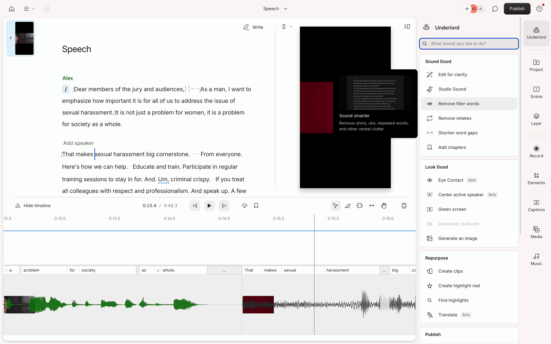 Descript Web Photo & Video interface screenshot 18