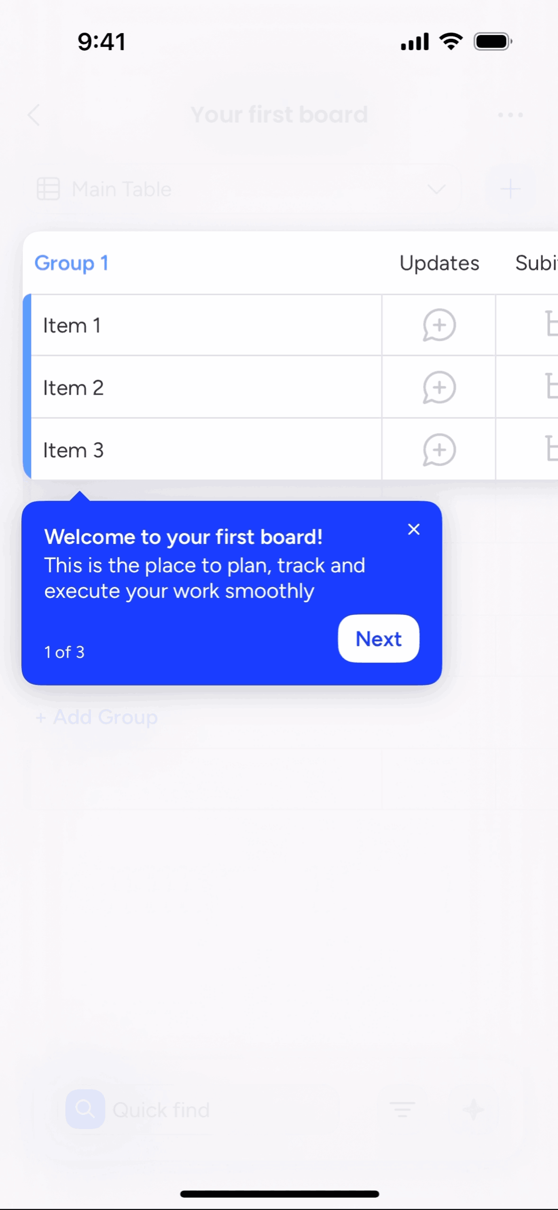 monday.com iOS Collaboration interface screenshot 11