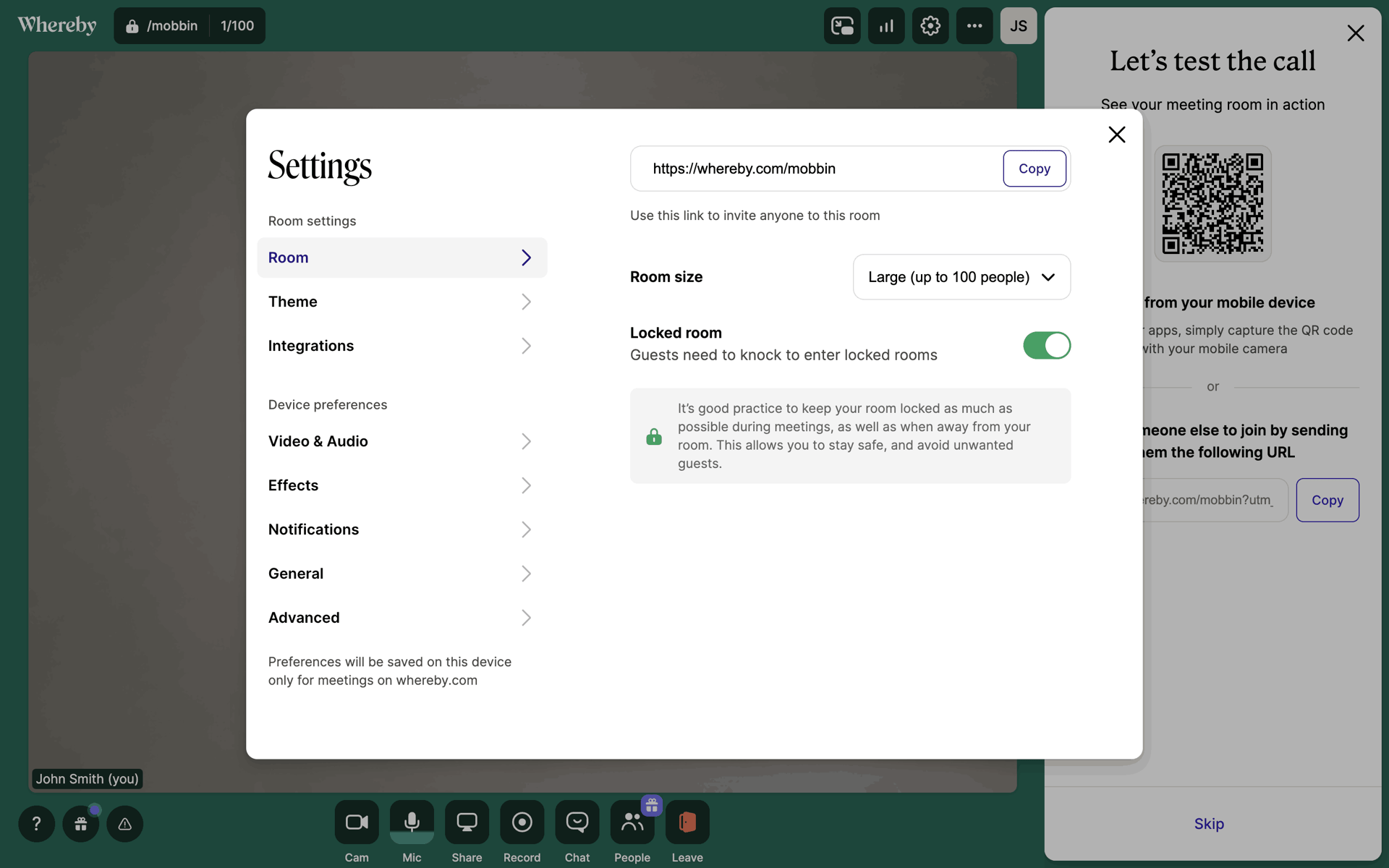 Whereby Web Business interface screenshot 24