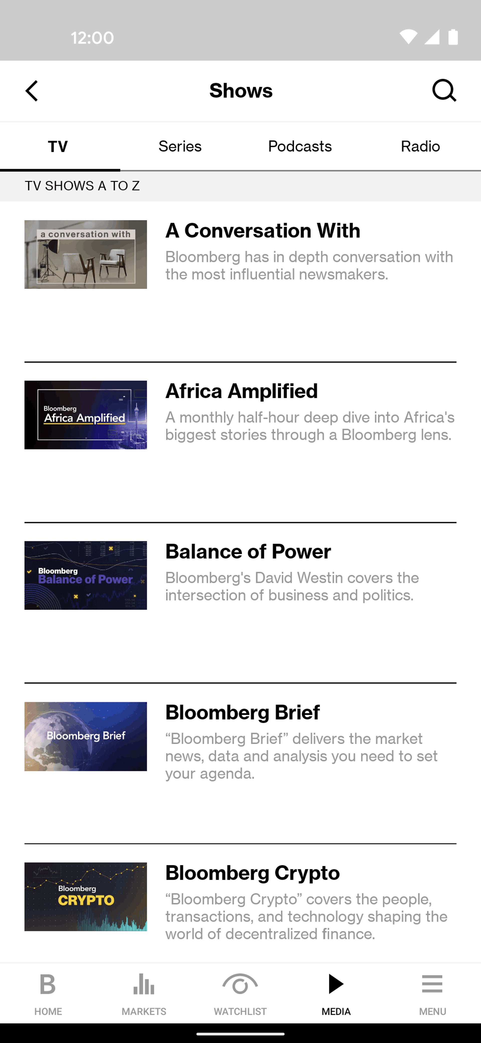 Bloomberg Android News interface screenshot 6