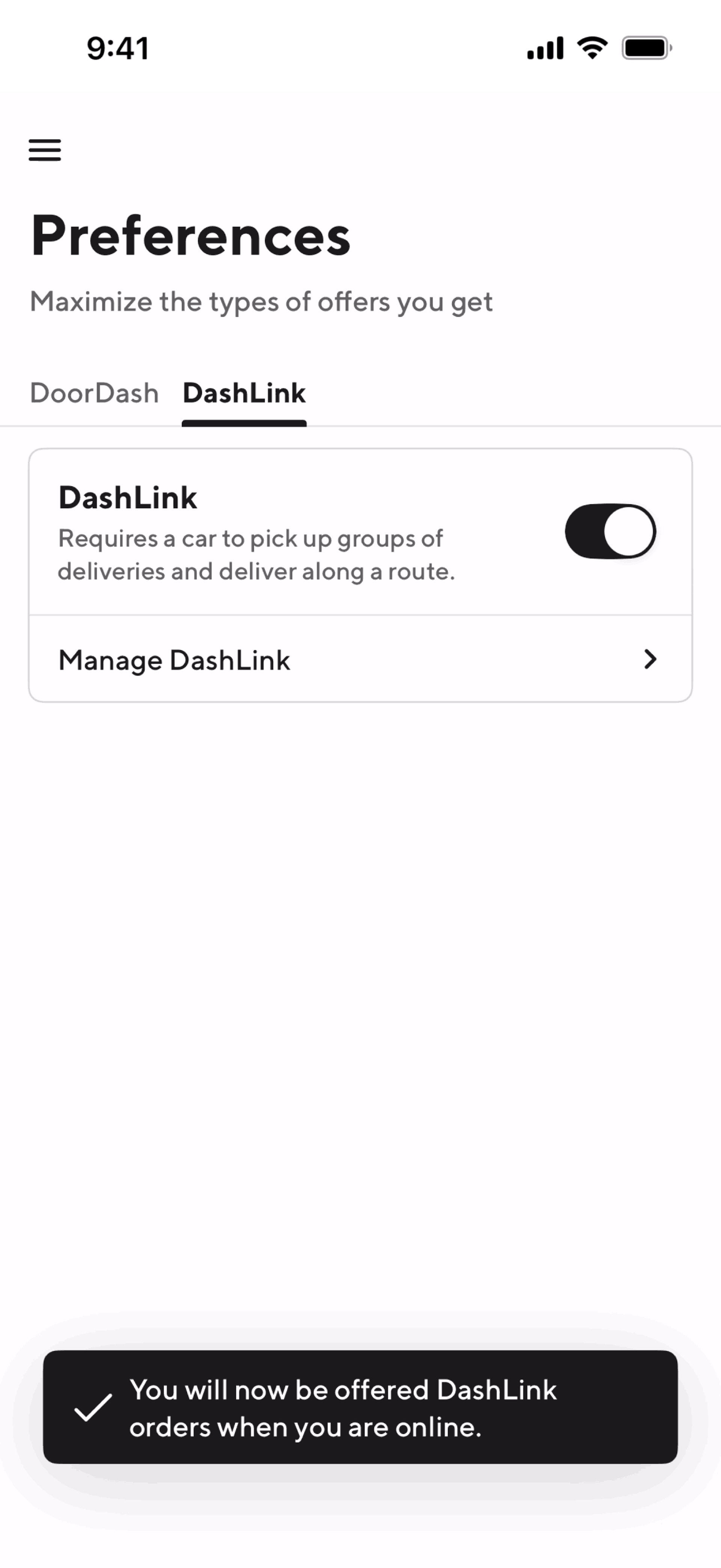 DoorDash Dasher iOS Business interface screenshot 19