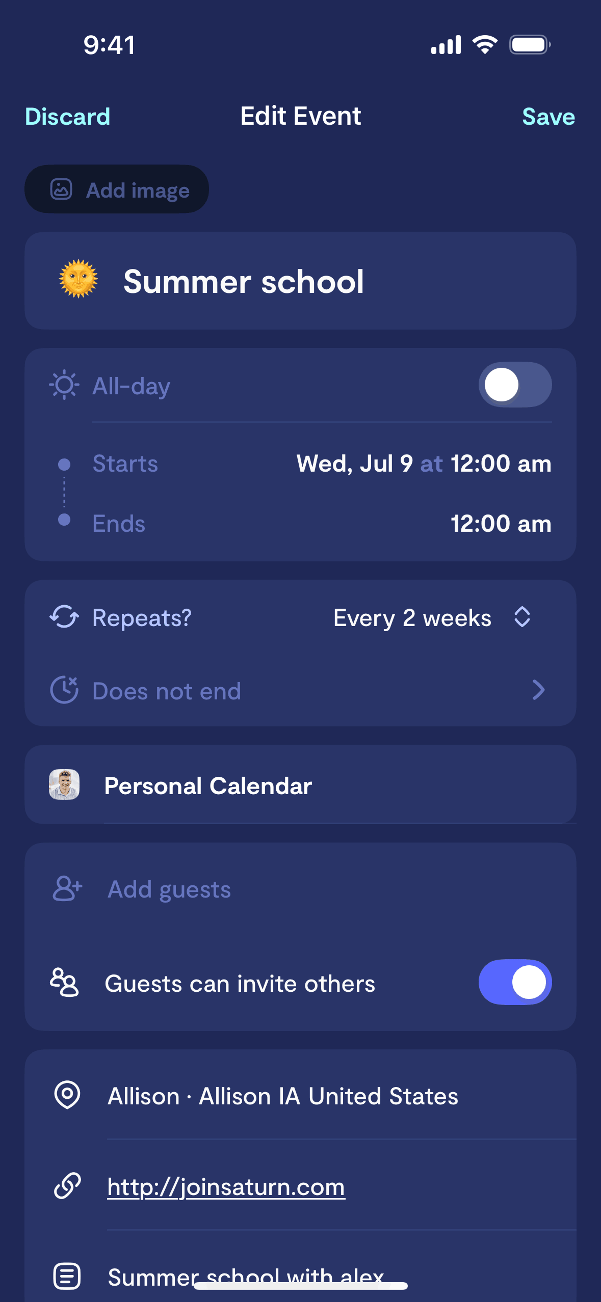Saturn Calendar iOS Productivity interface screenshot 4