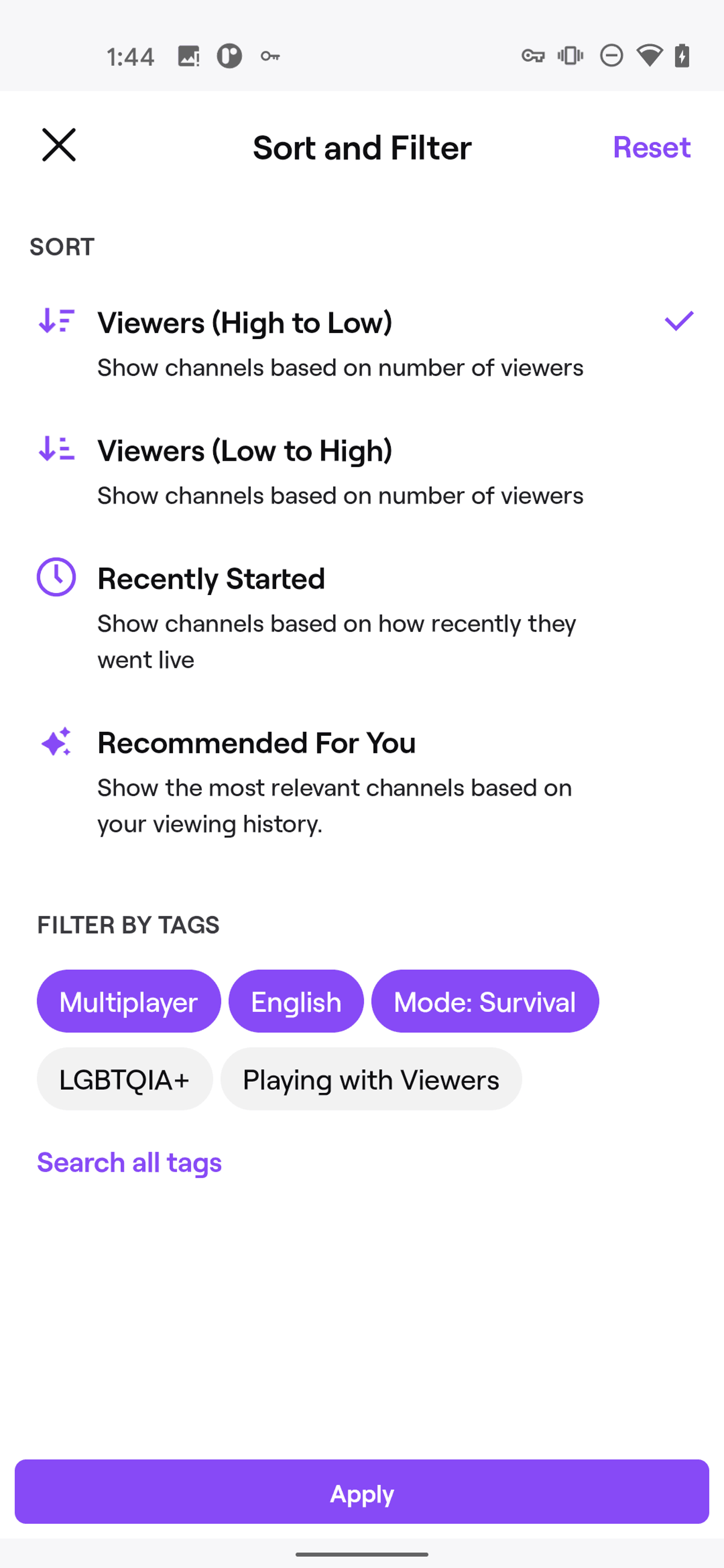 Twitch Android Photo & Video interface screenshot 21