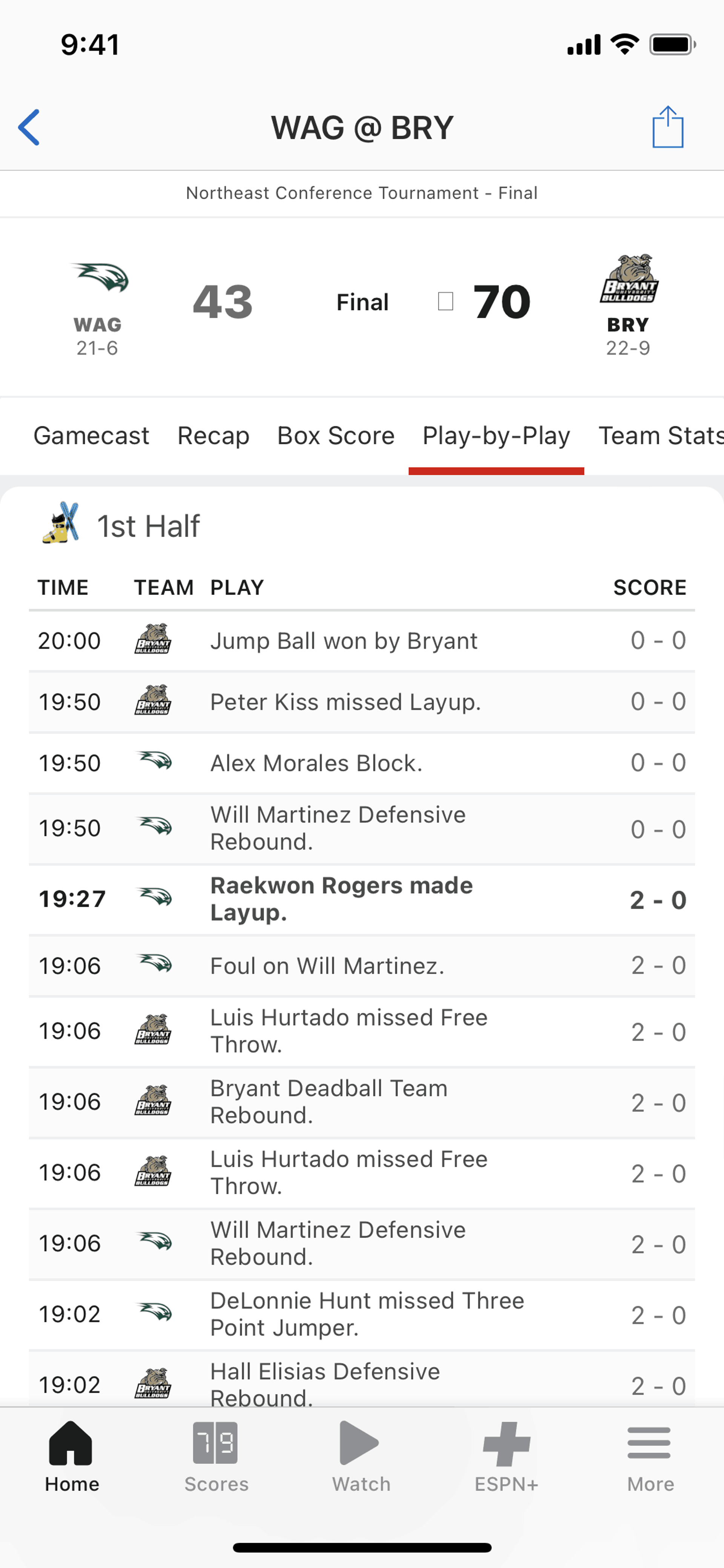 ESPN iOS Sports interface screenshot 6
