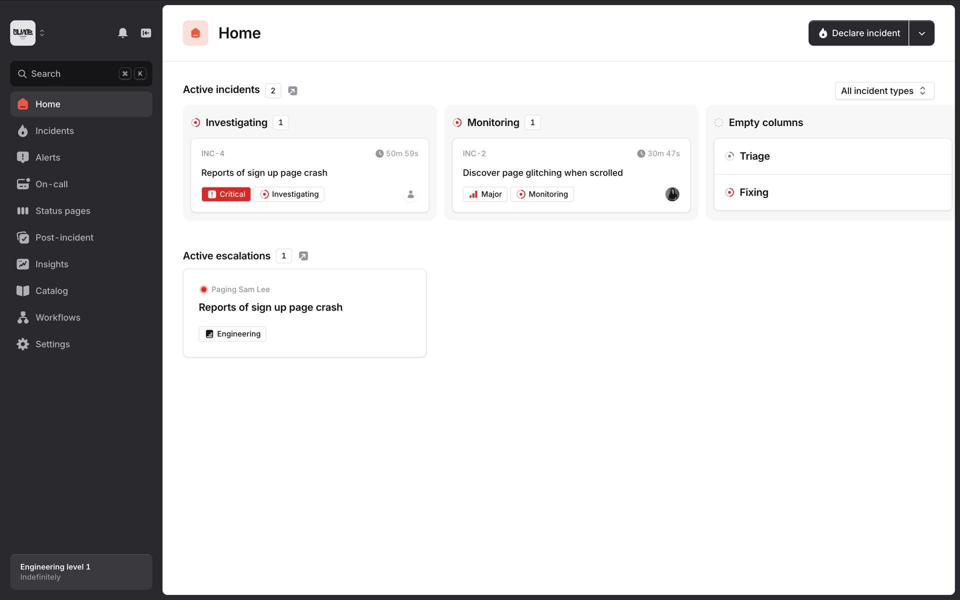 incident.io Web Developer Tools interface screenshot 13