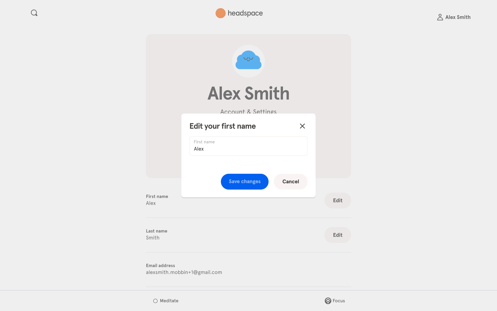Headspace Web Health & Fitness interface screenshot 19
