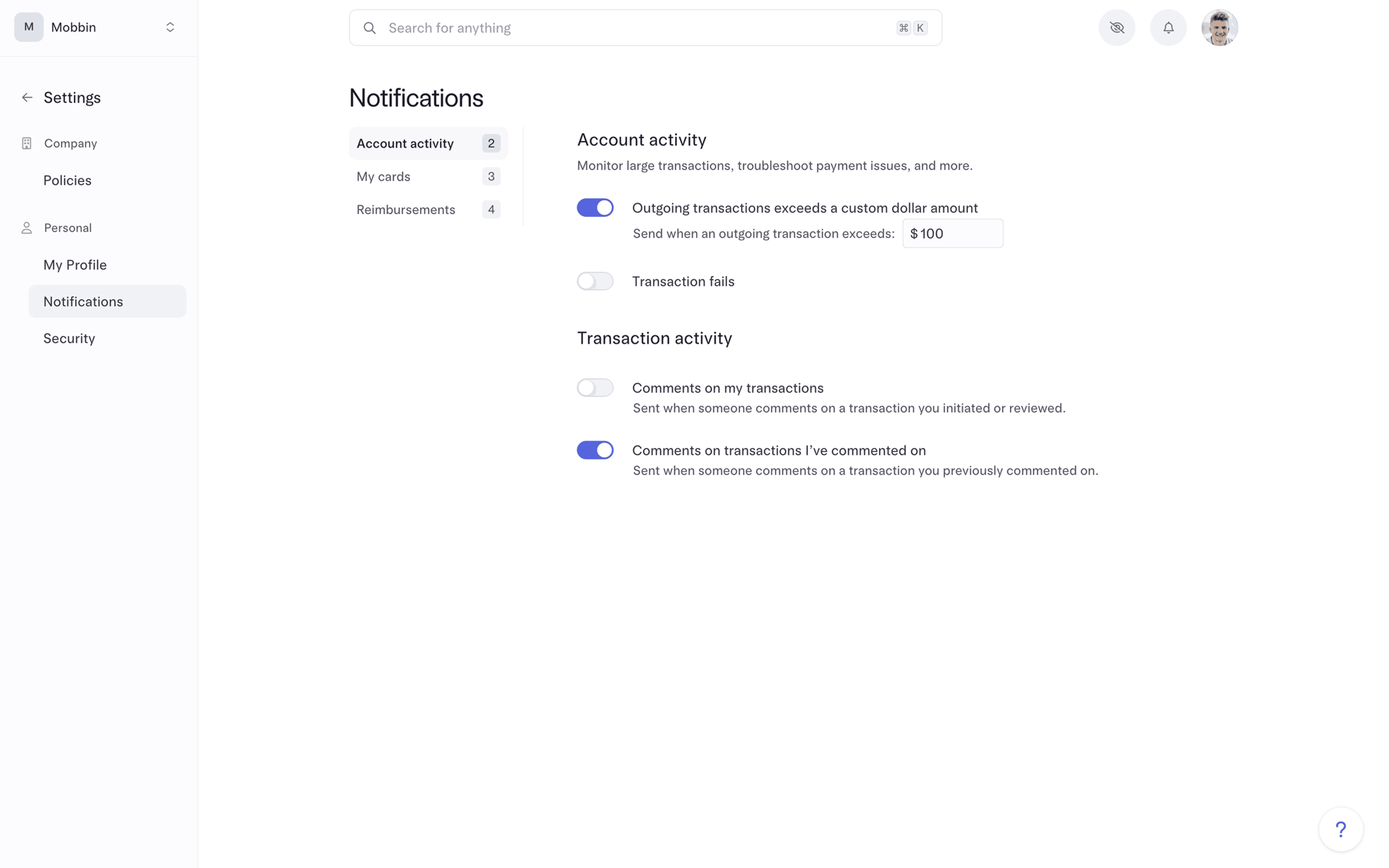 Mercury Web Finance interface screenshot 15