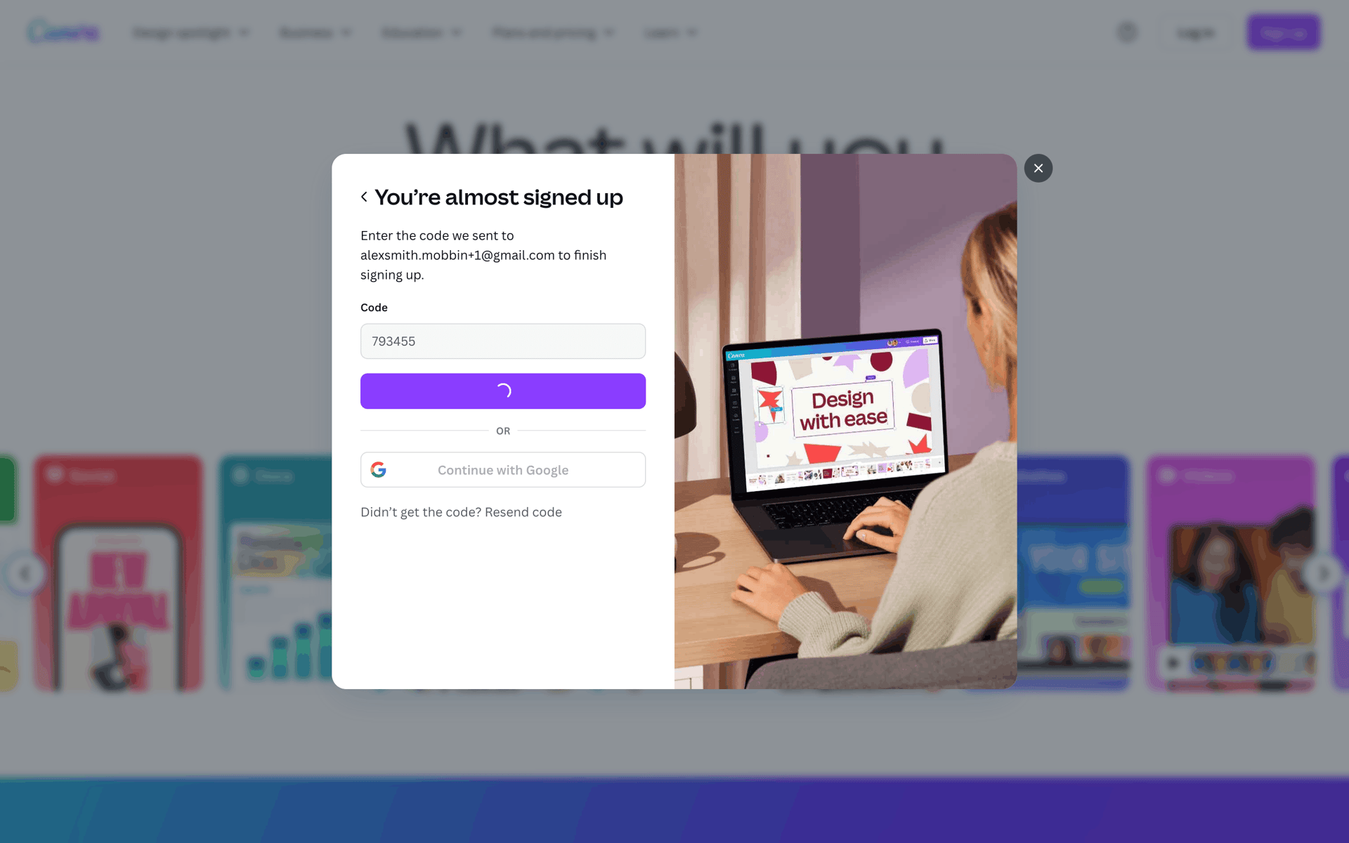 Onboarding on Canva (web) screen 7