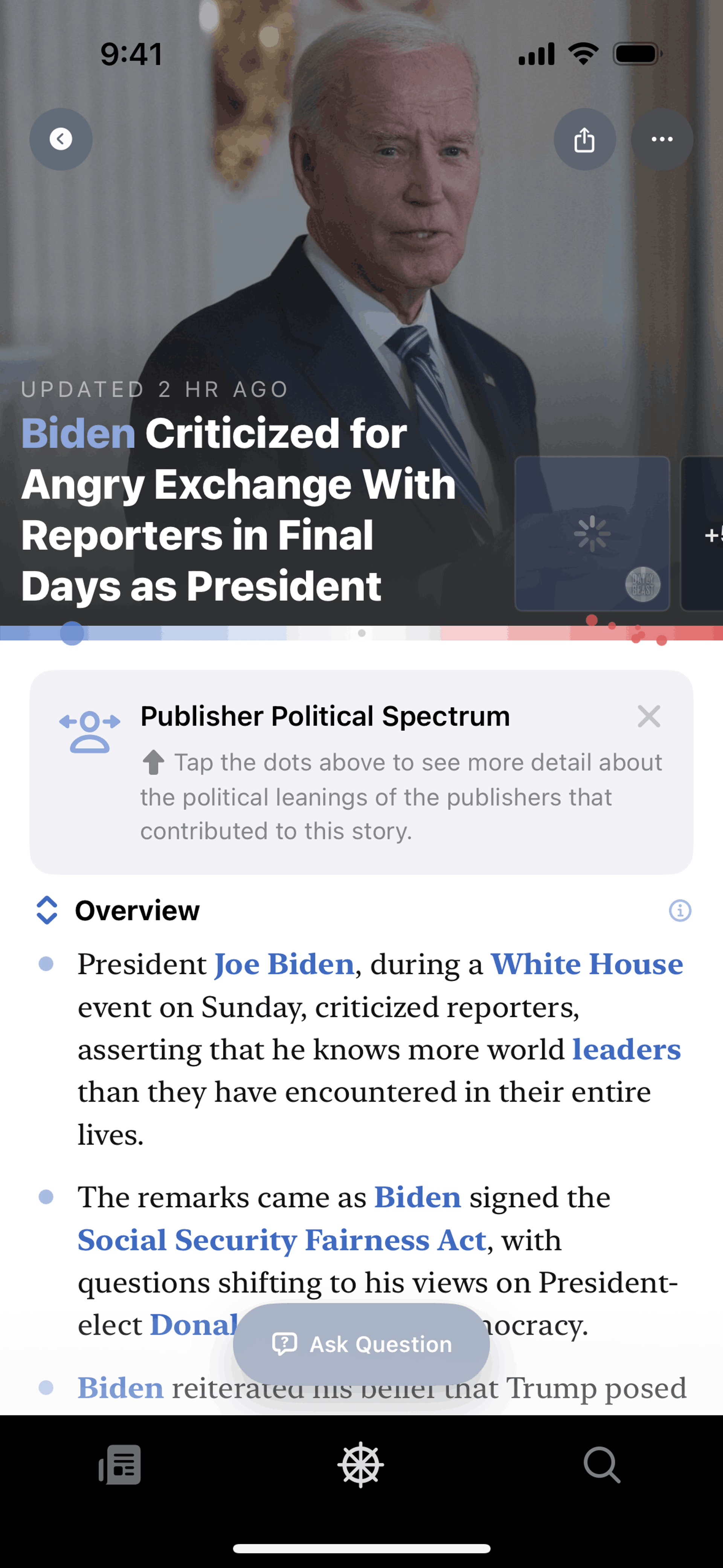Particle News iOS AI interface screenshot 11