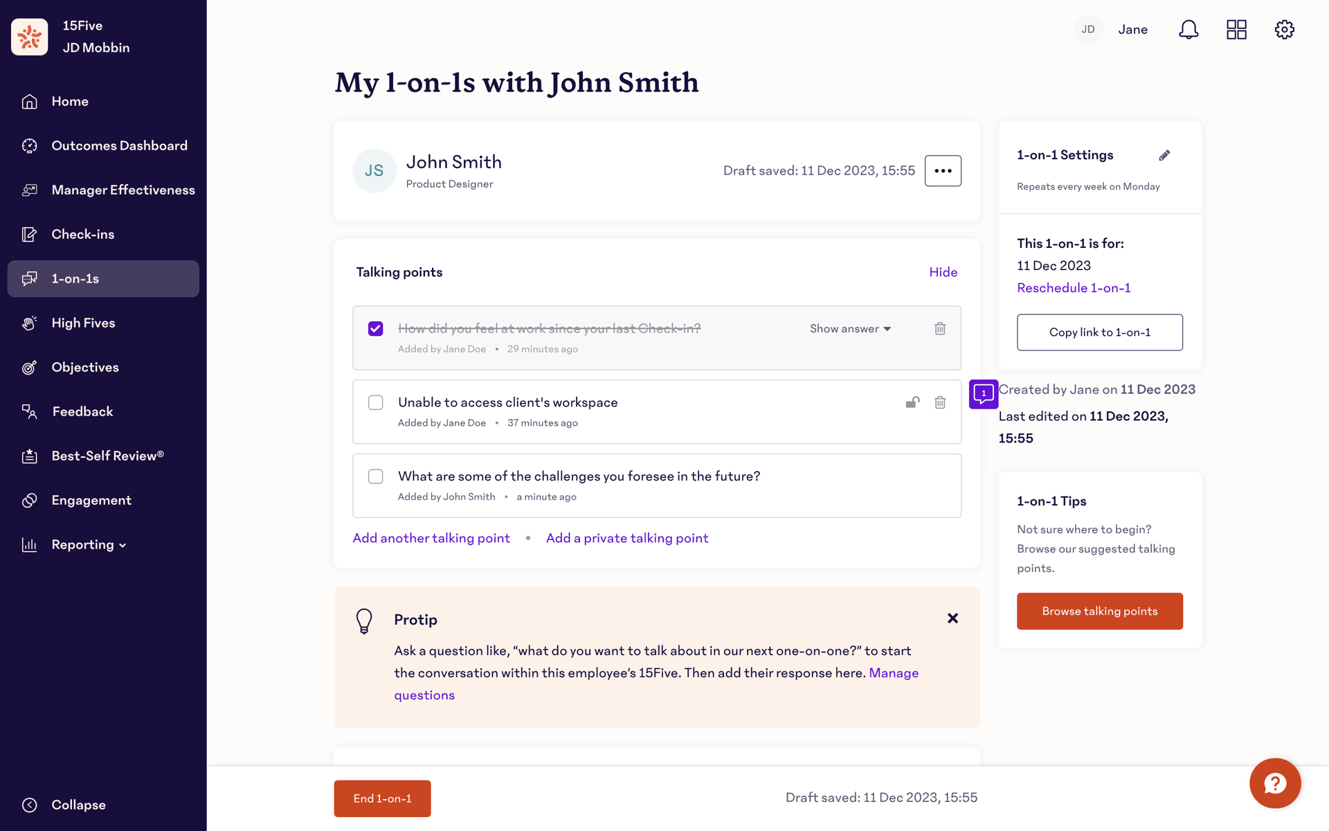 15Five Web Business interface screenshot 20