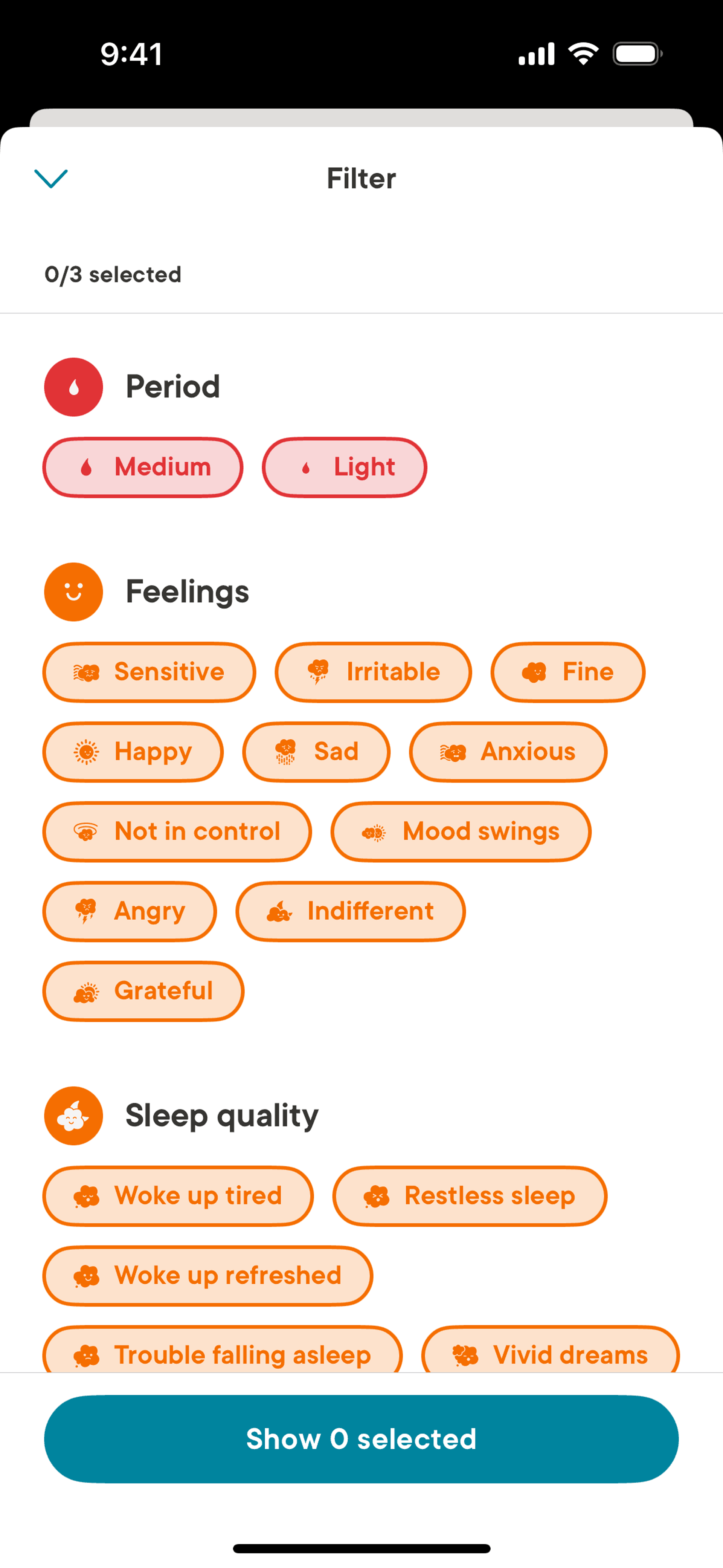 Clue iOS Health & Fitness interface screenshot 3