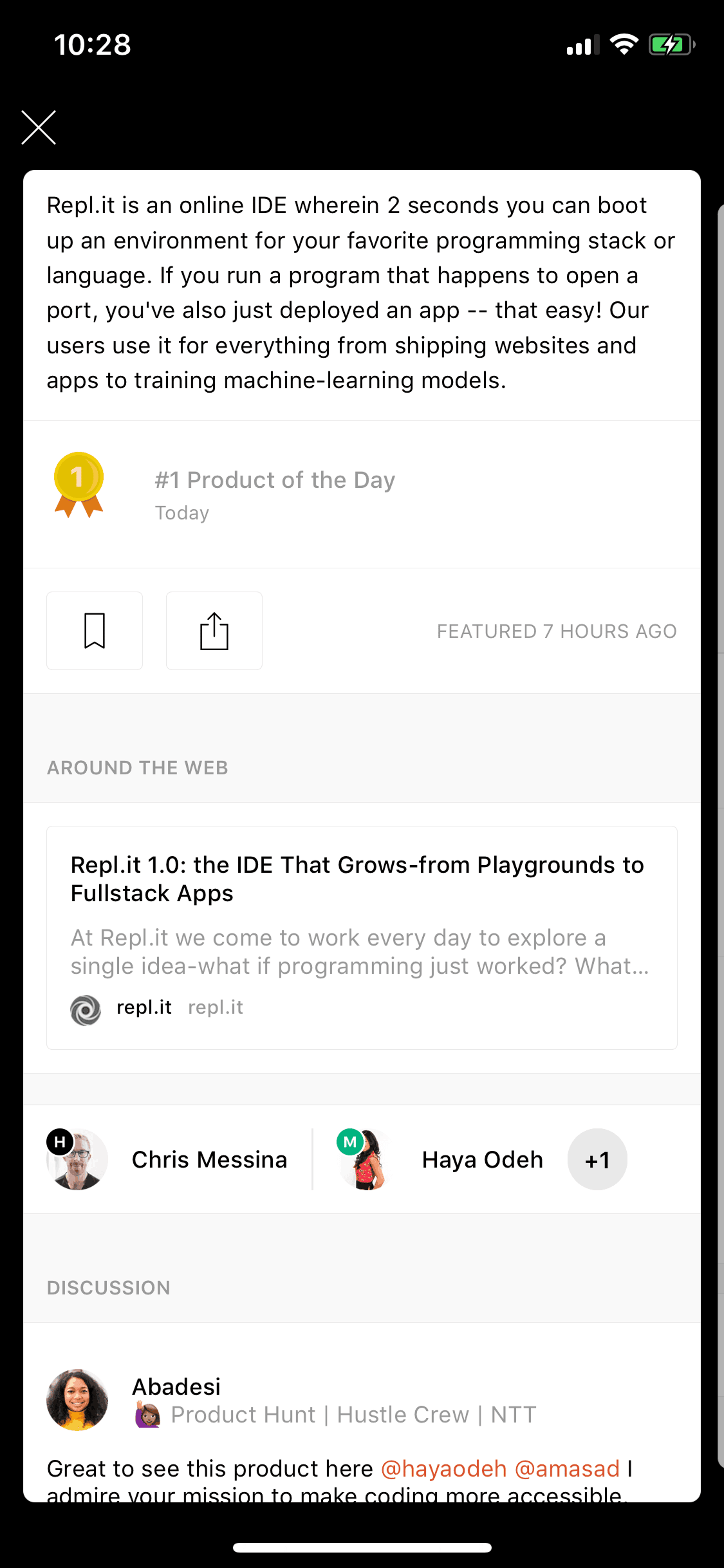 Product Hunt iOS Social Networking interface screenshot 9