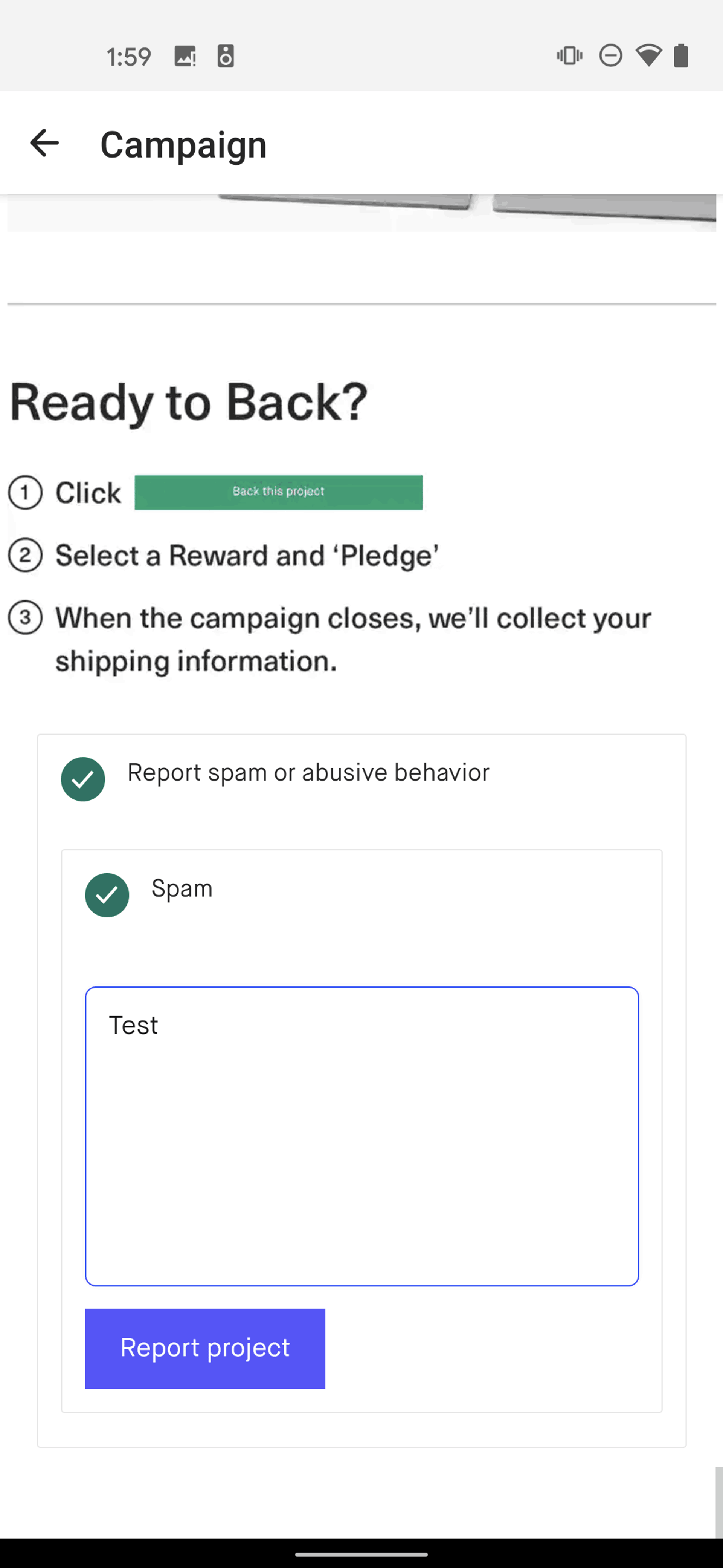 Kickstarter Android Social Networking interface screenshot 18