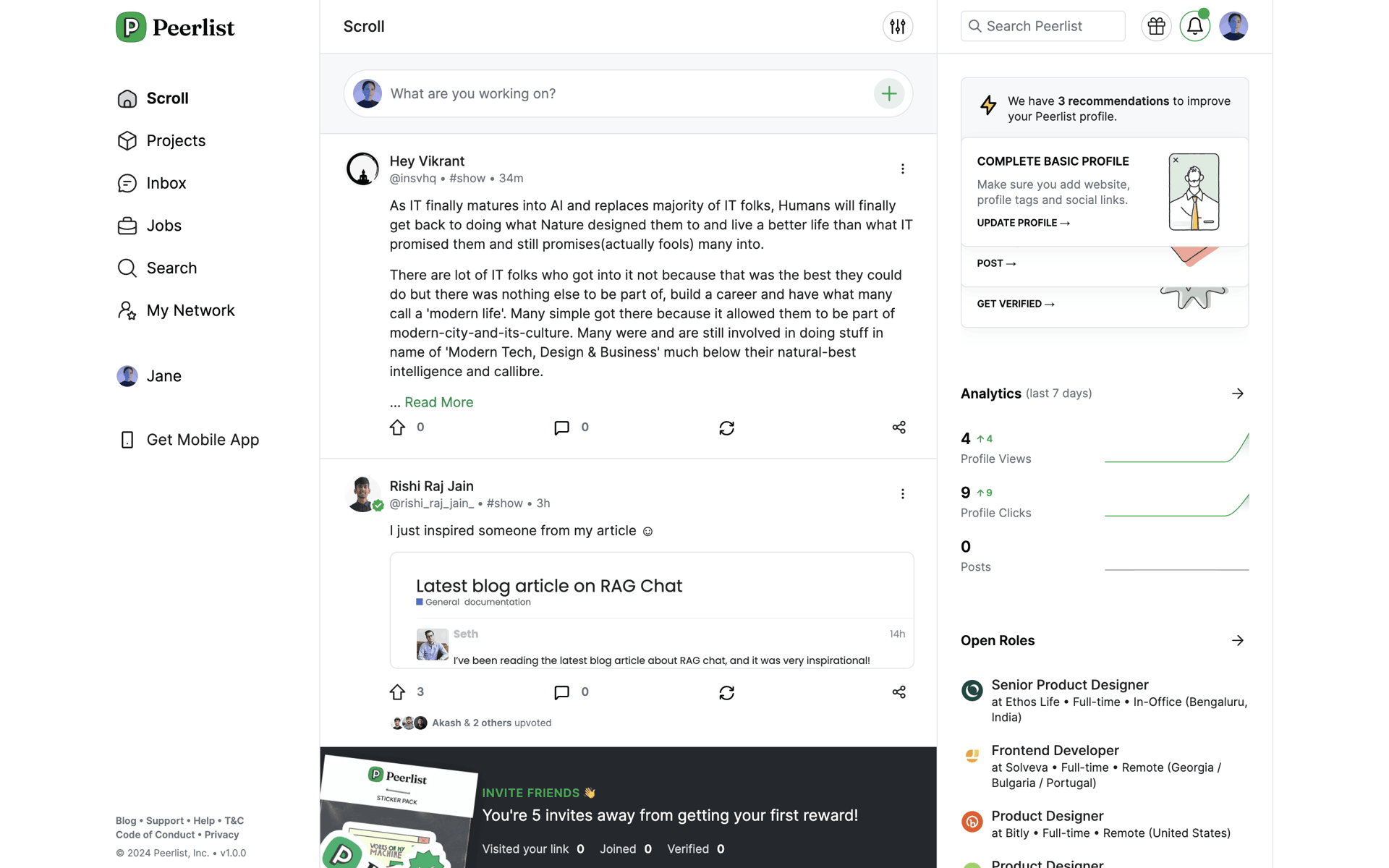 Peerlist Web Social Networking interface screenshot 7