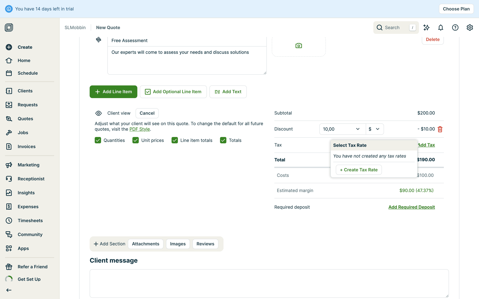 Jobber Web Business interface screenshot 21