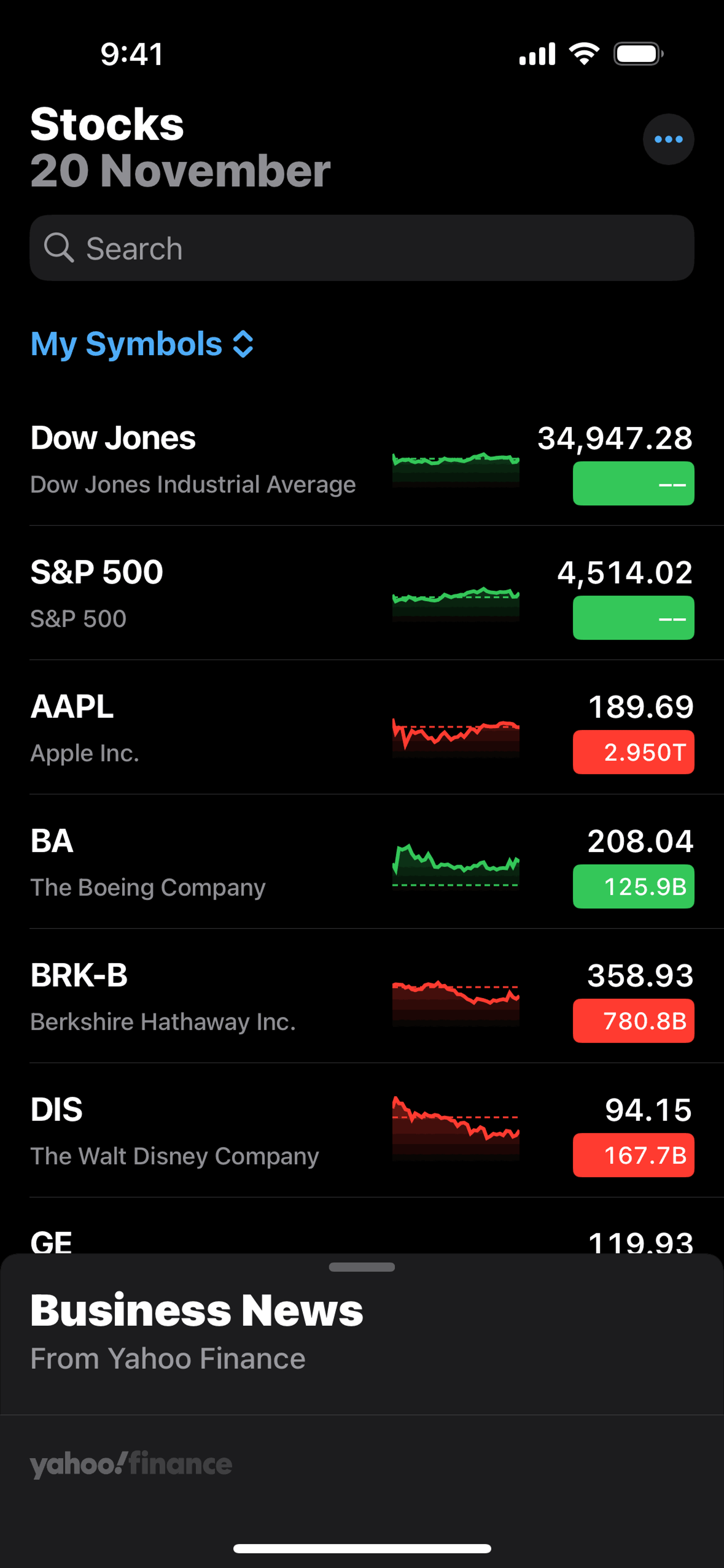 Stocks iOS Finance interface screenshot 24