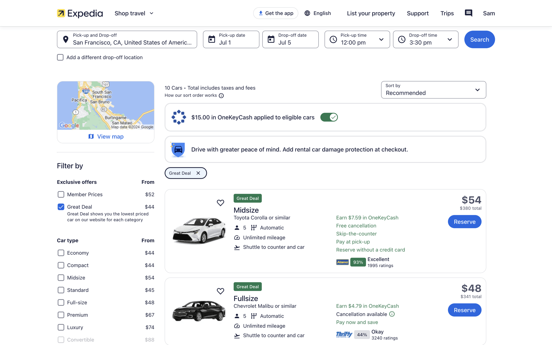 Expedia Web Travel & Transportation interface screenshot 15