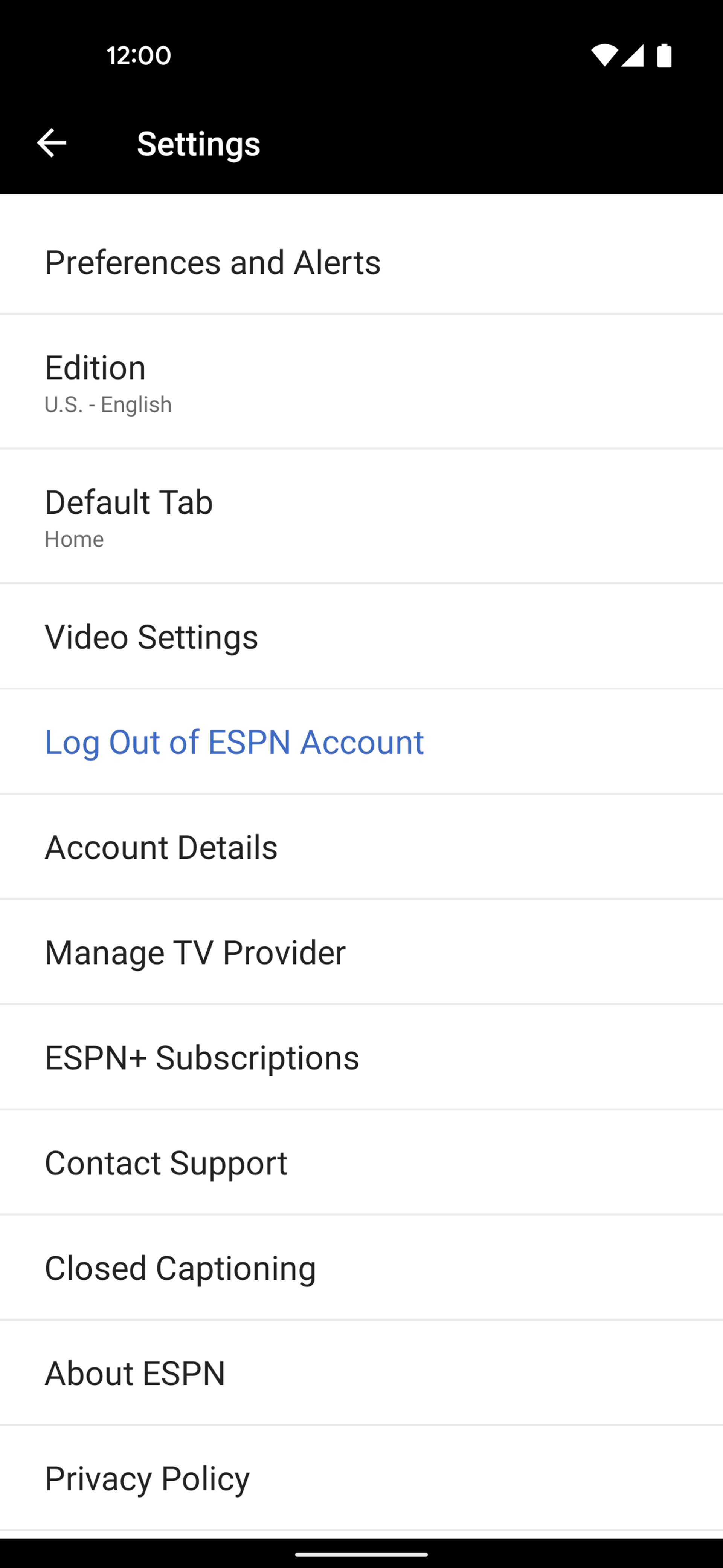 ESPN Android Sports interface screenshot 8