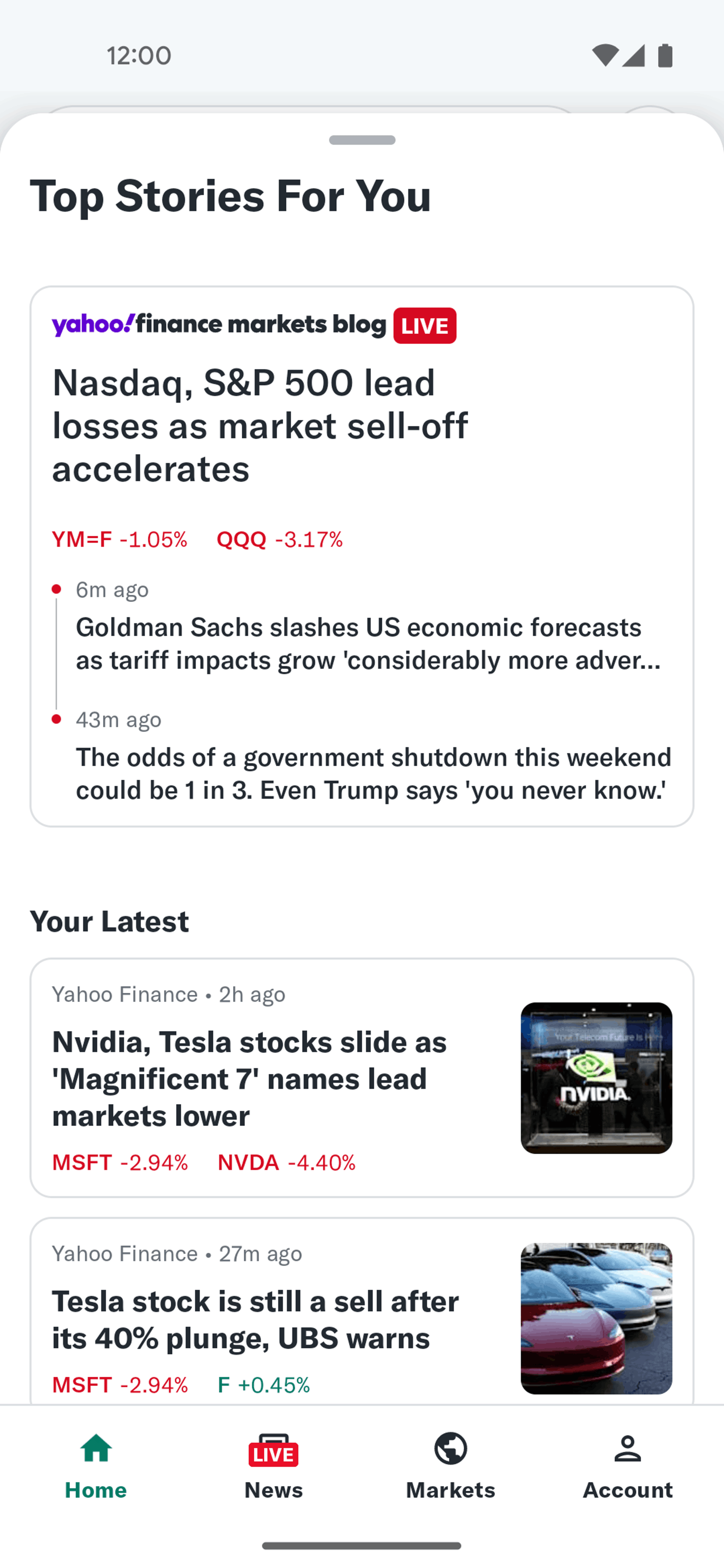 Yahoo Finance Android Finance interface screenshot 22