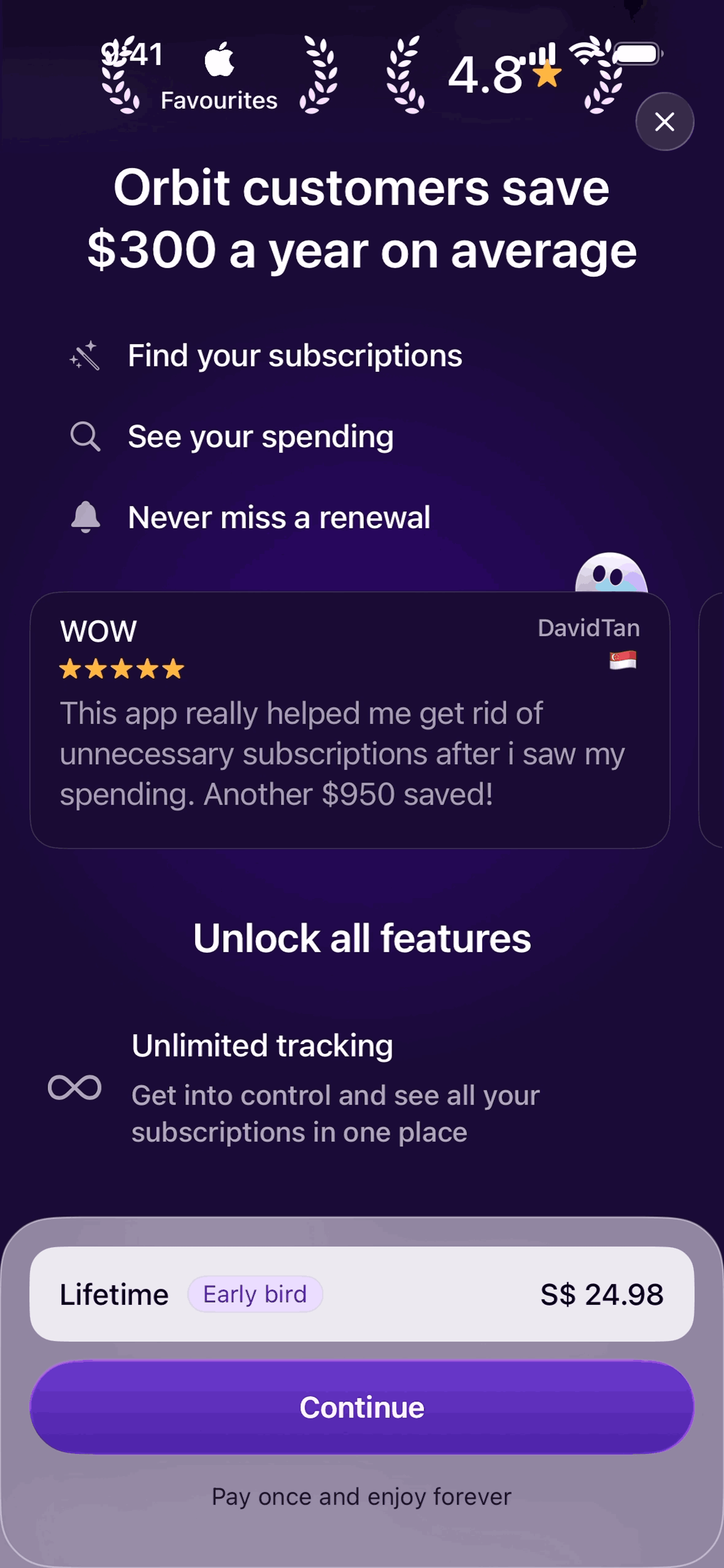 Orbit iOS Finance interface screenshot 13