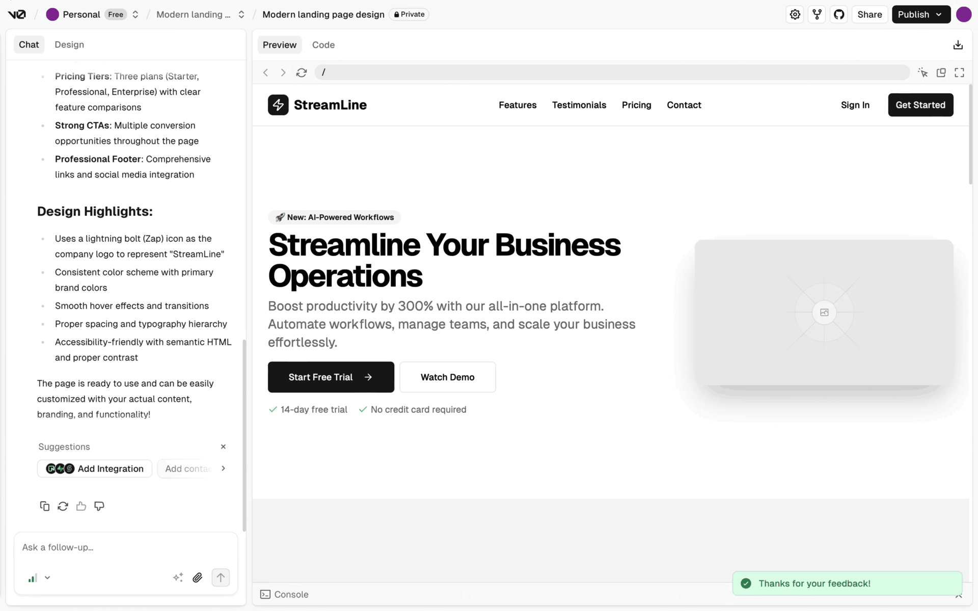 v0 Web AI interface screenshot 21
