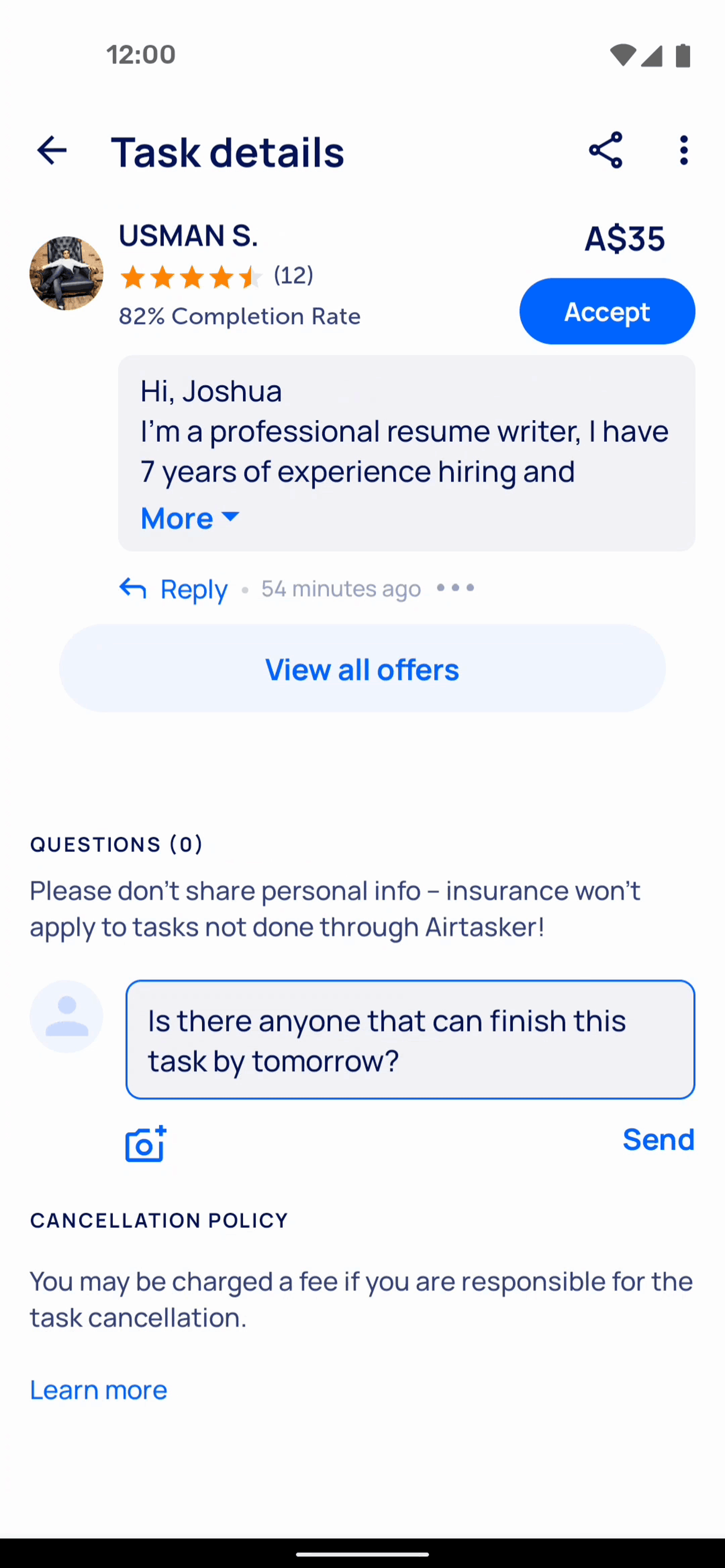 Airtasker Android Business interface screenshot 17