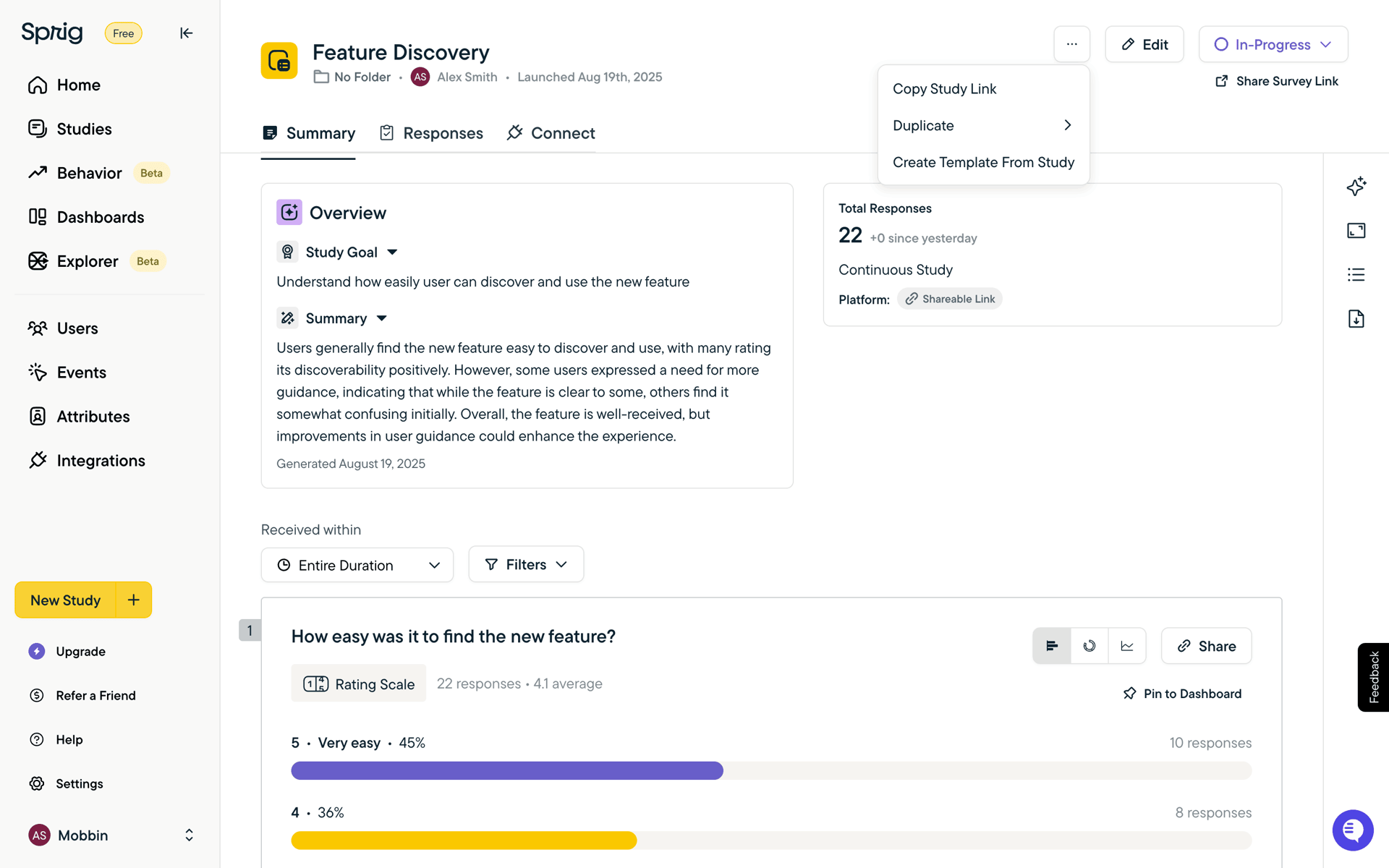 Sprig Web Business interface screenshot 8