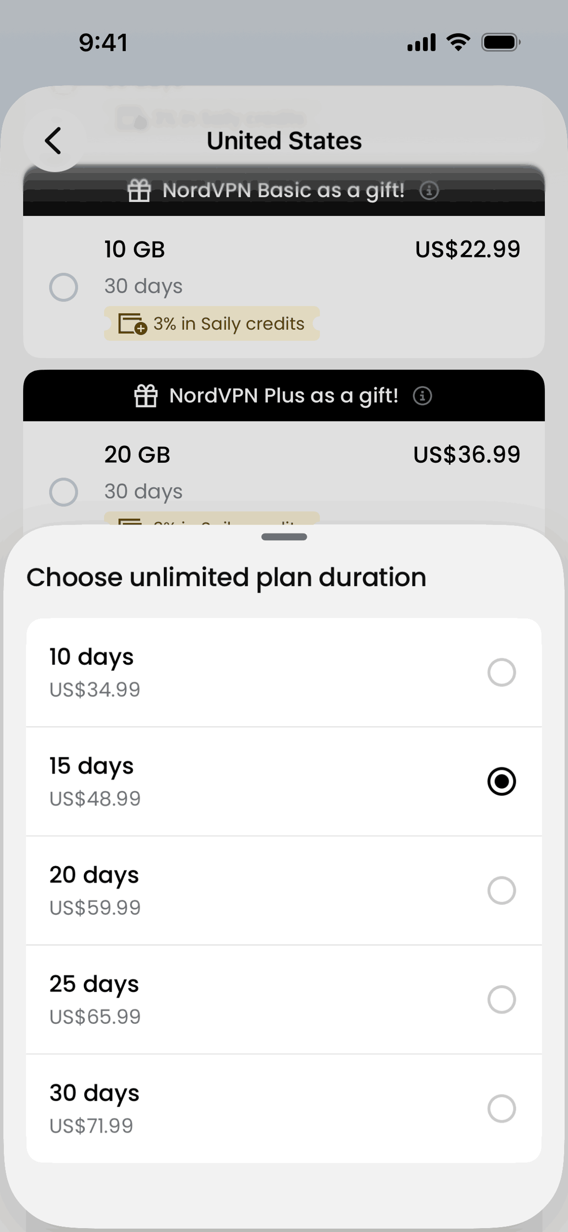 Saily iOS Travel & Transportation interface screenshot 23