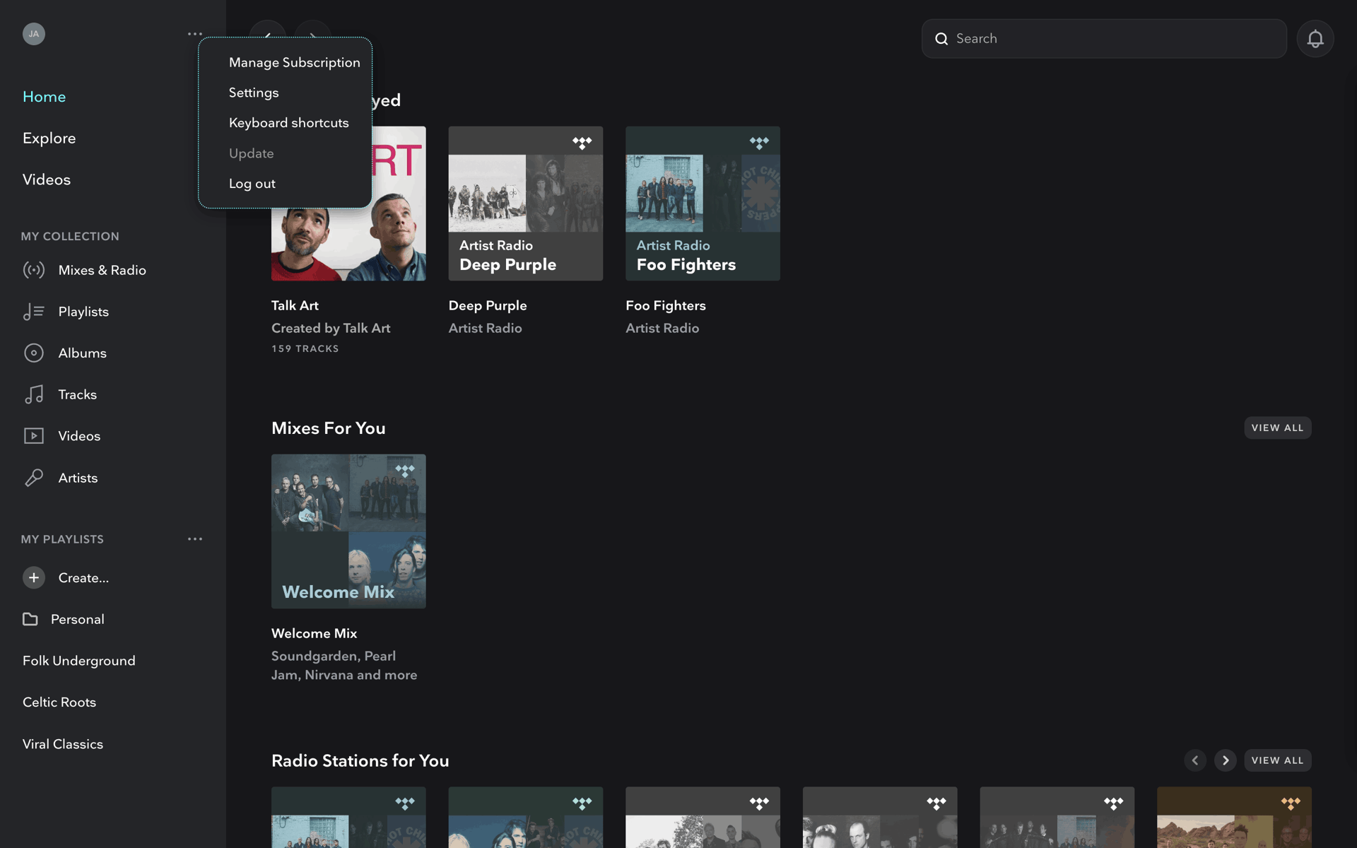 TIDAL Web Music & Audio interface screenshot 10