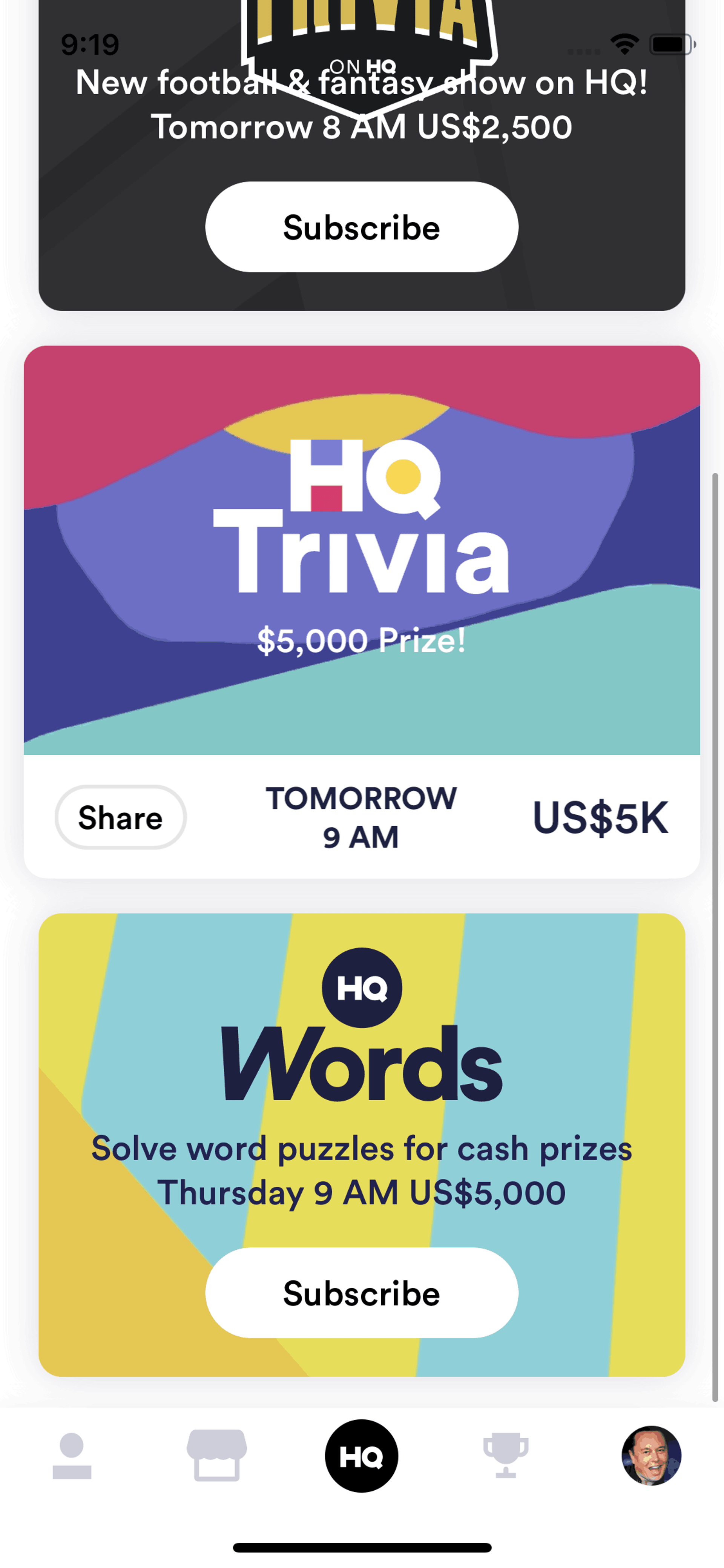 HQ Trivia iOS Entertainment interface screenshot 20