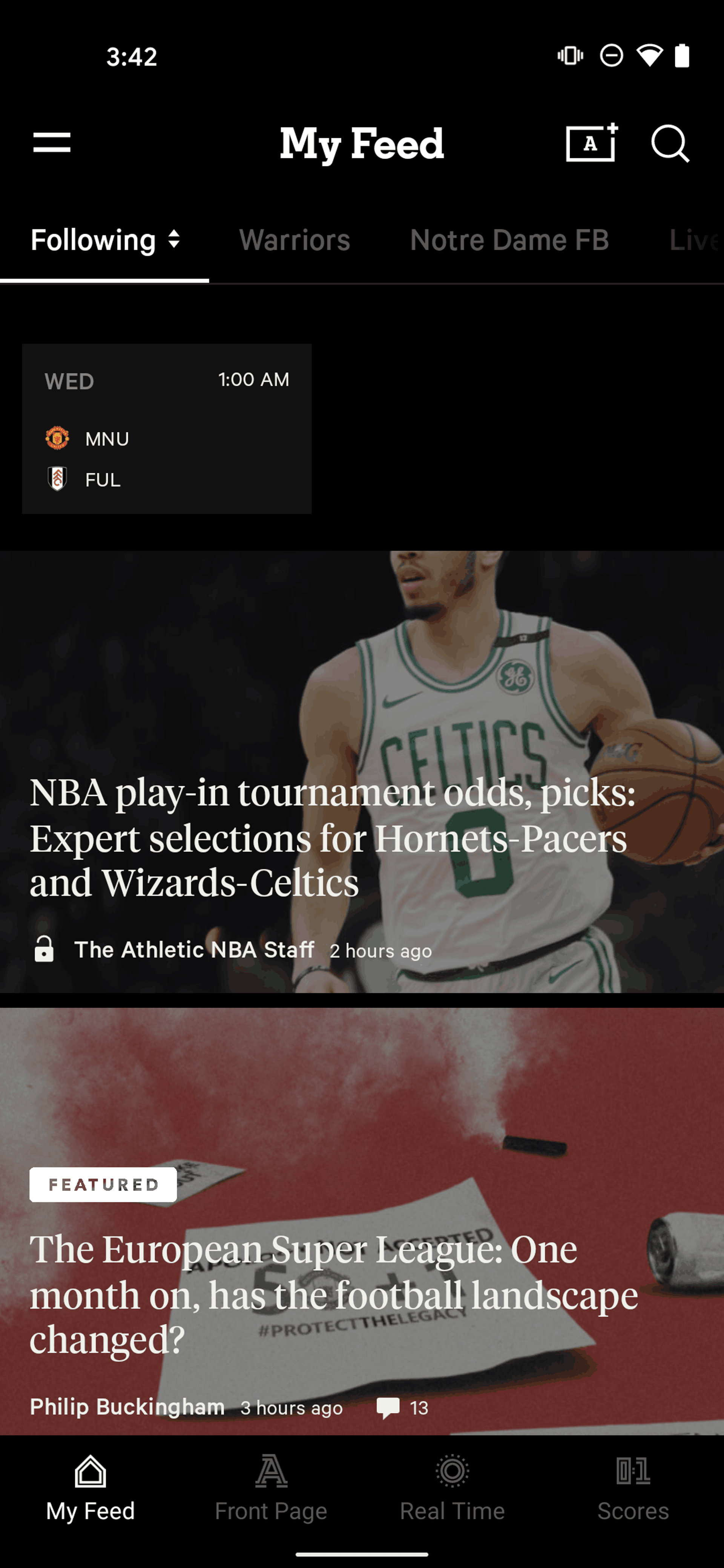 The Athletic Android Sports interface screenshot 18