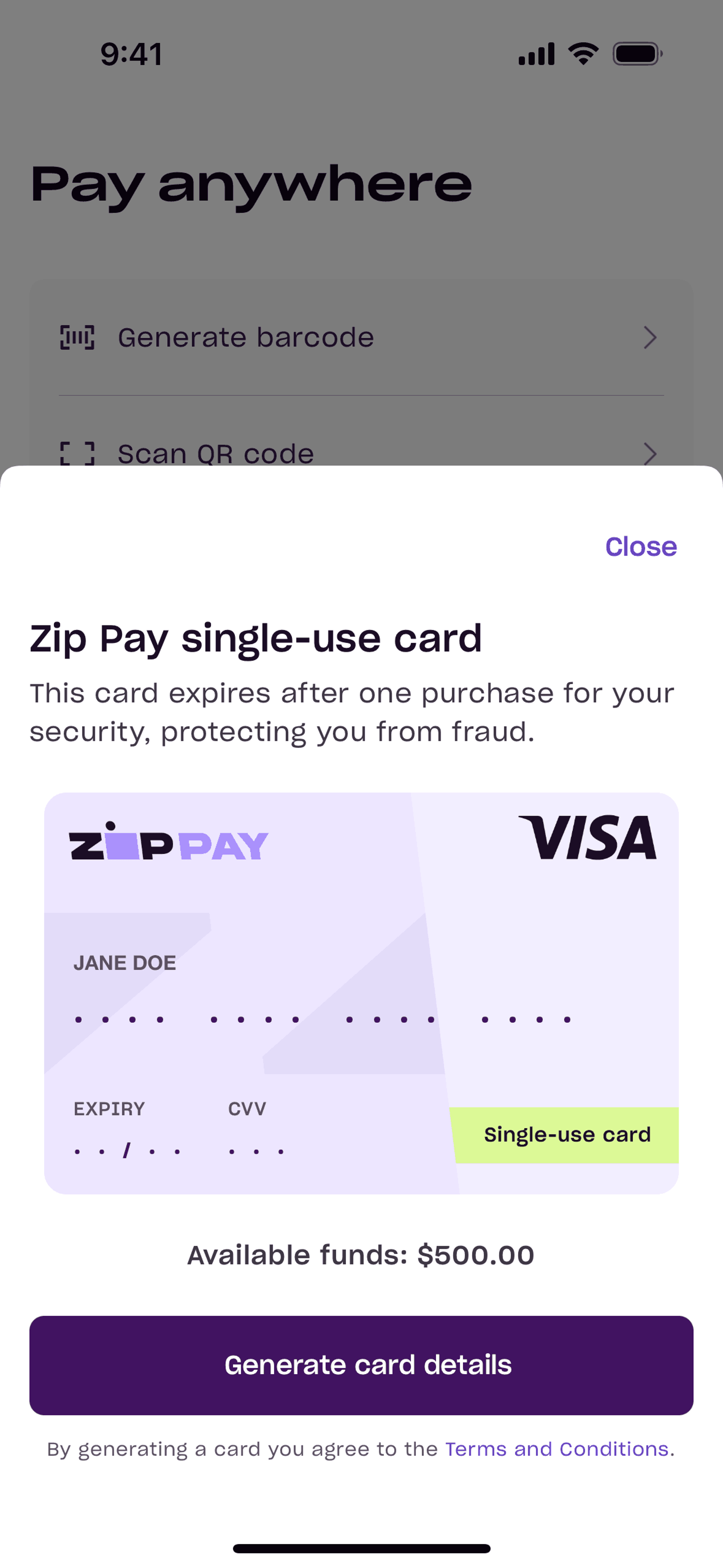 Zip iOS Finance interface screenshot 24