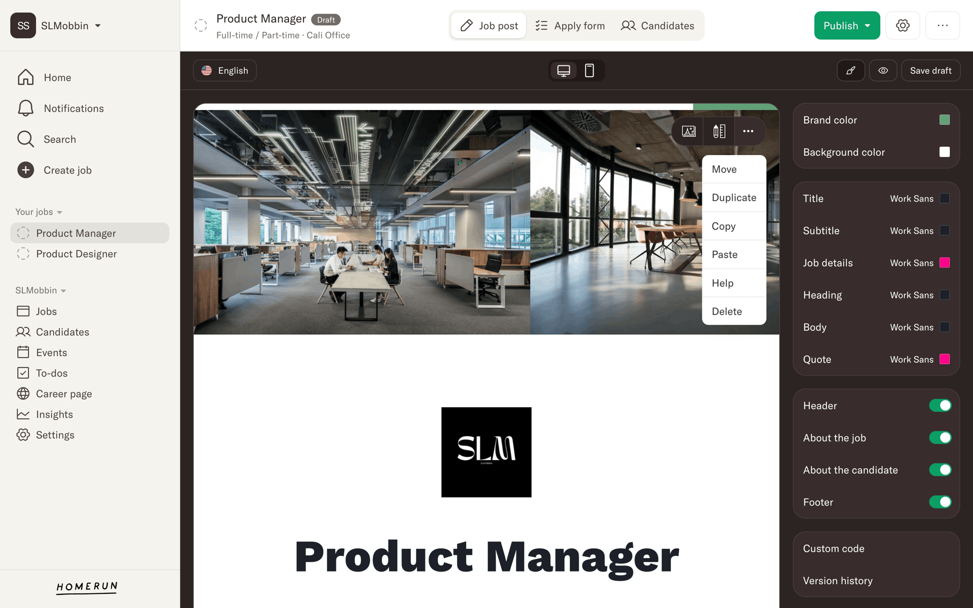 Homerun Web Business interface screenshot 8