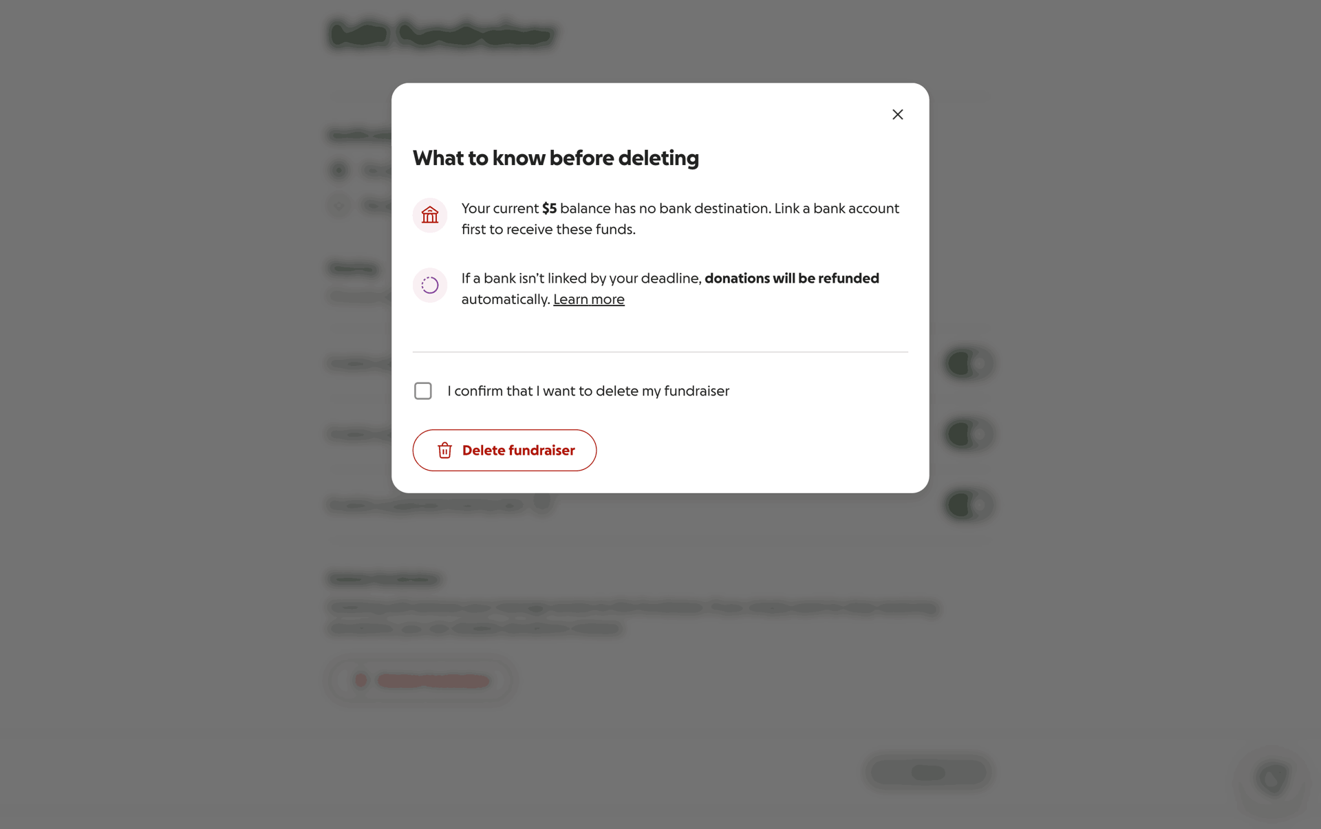 GoFundMe Web Finance interface screenshot 4