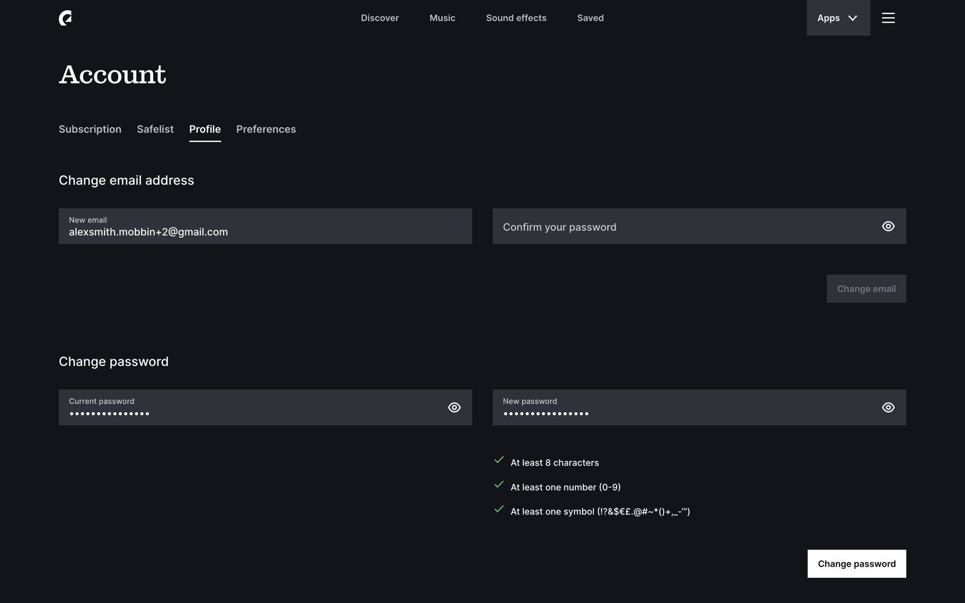 Epidemic Sound Web Entertainment interface screenshot 16