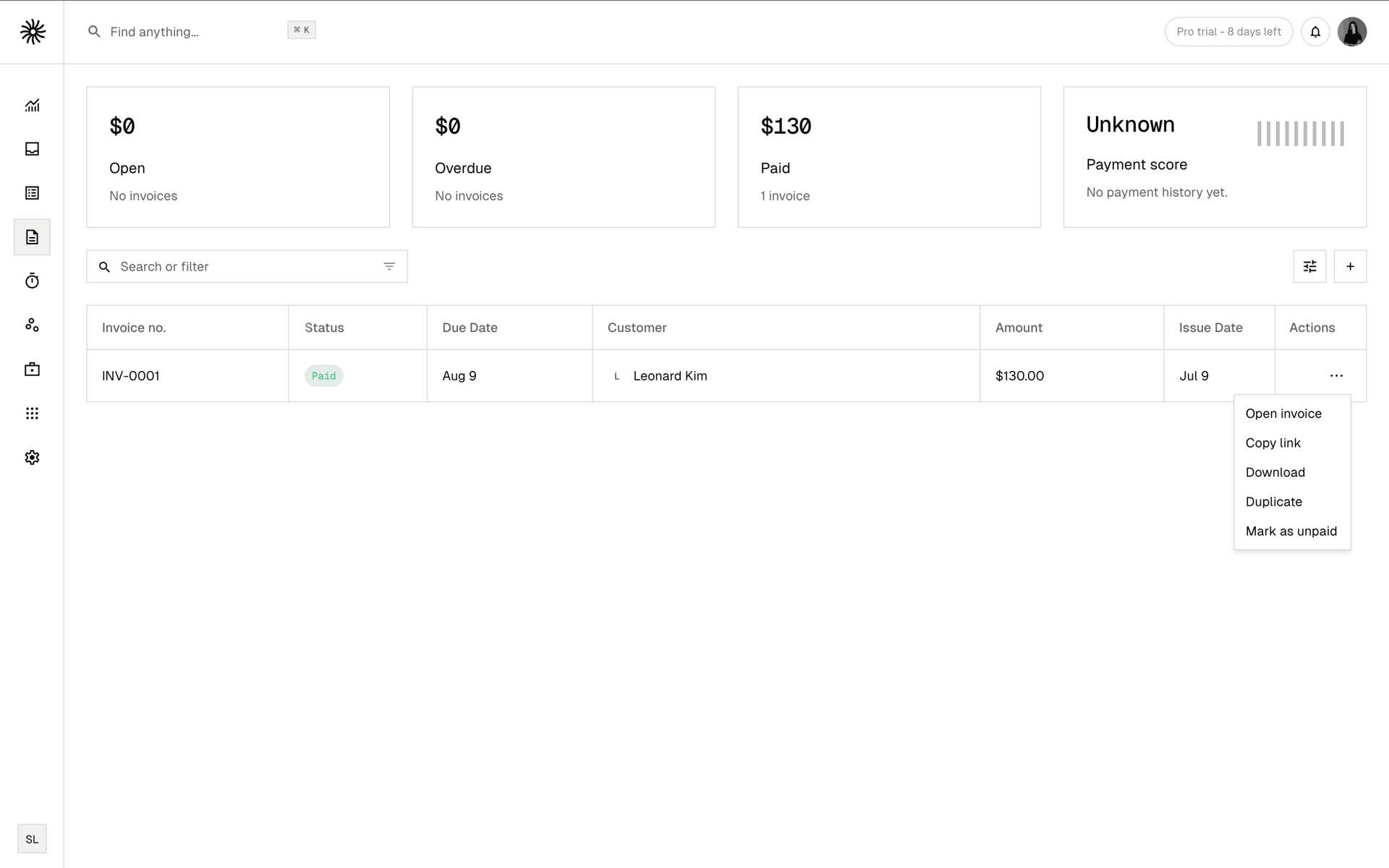 Midday Web Finance interface screenshot 14