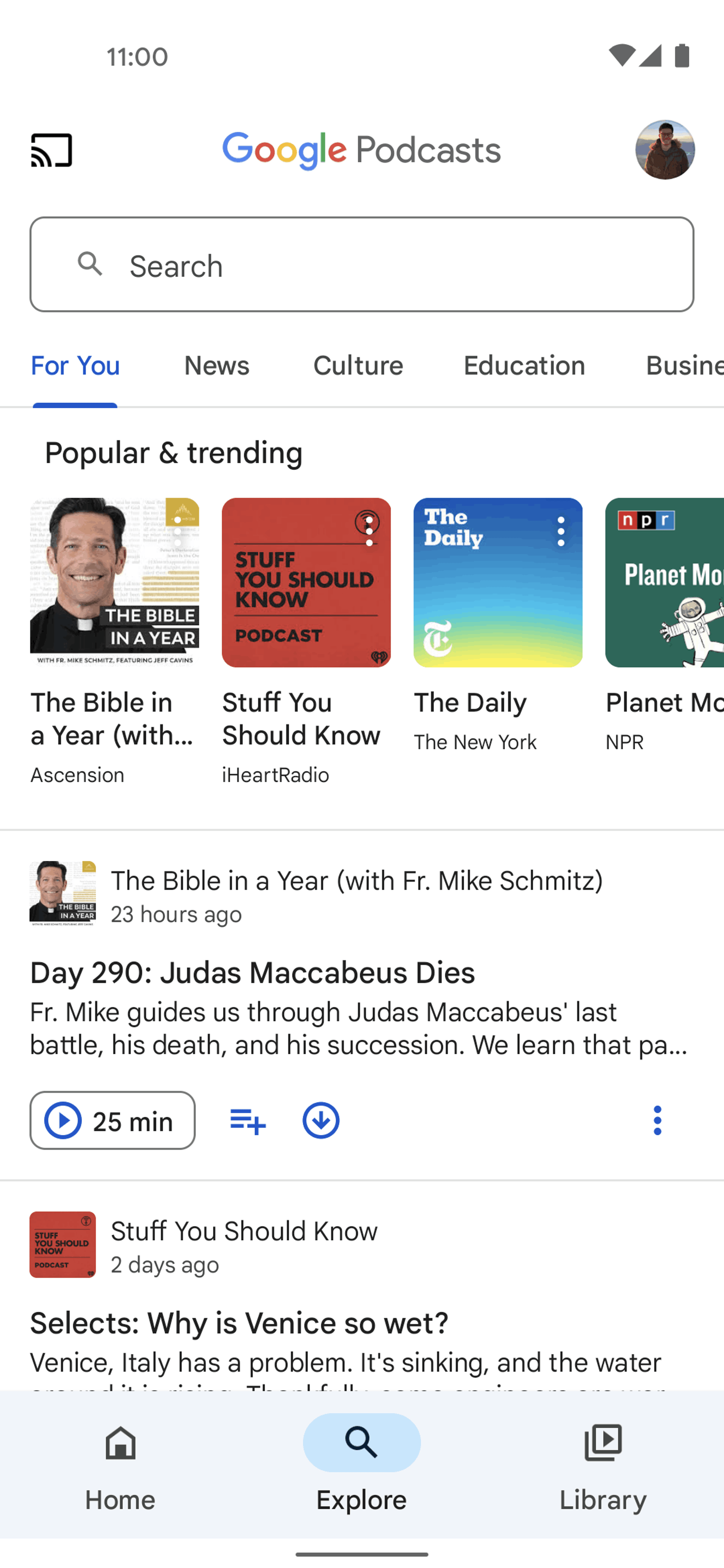 Google Podcasts Android Music & Audio interface screenshot 1