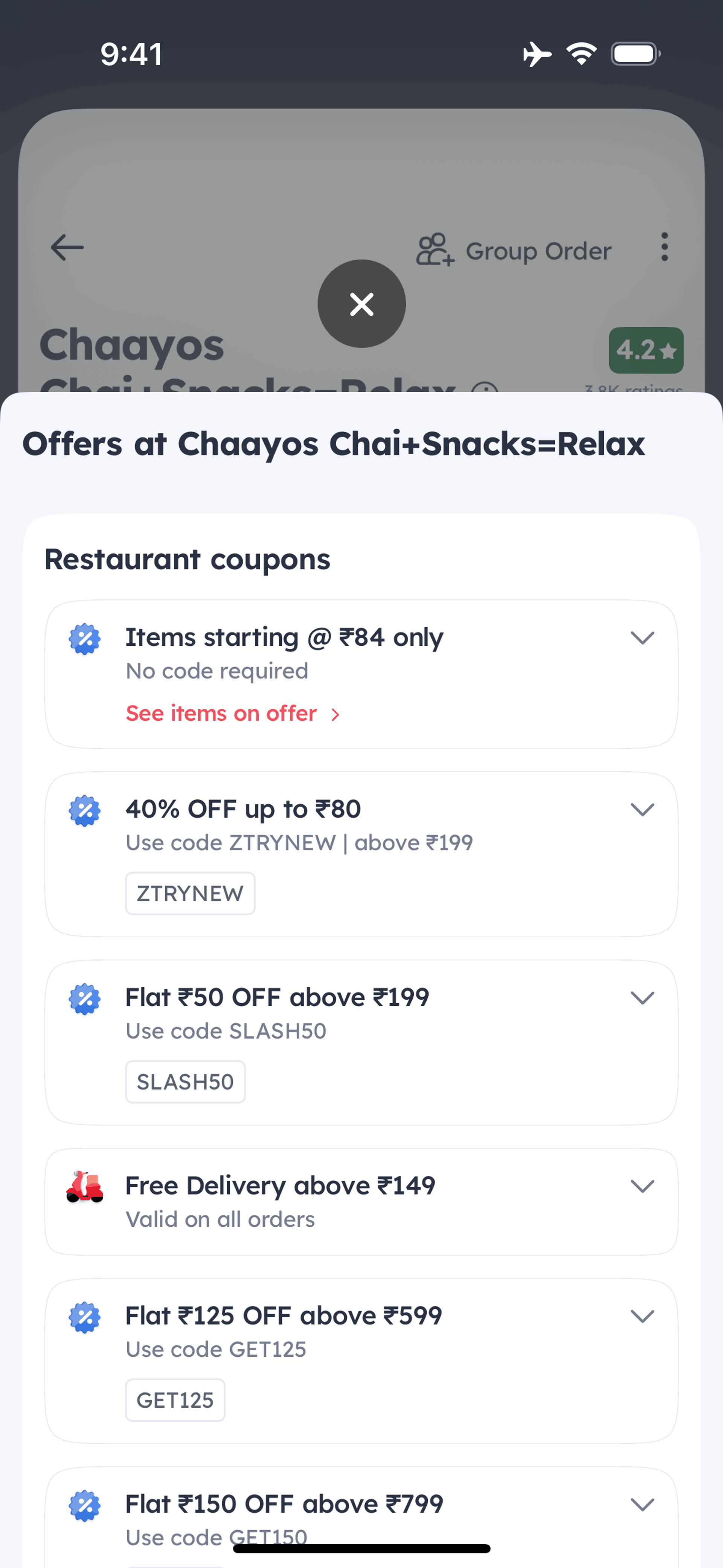 Zomato iOS Food & Drink interface screenshot 14