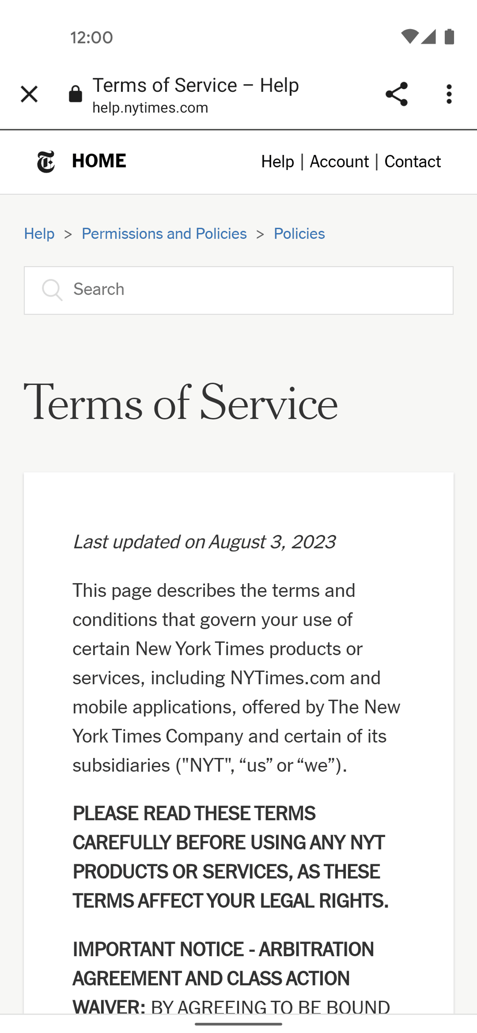 The New York Times Android News interface screenshot 9