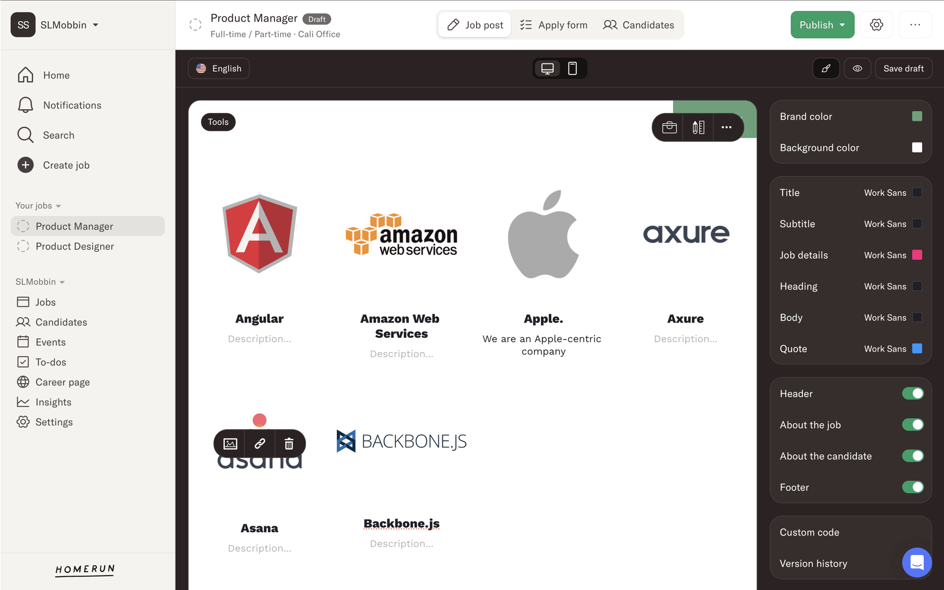 Homerun Web Business interface screenshot 12