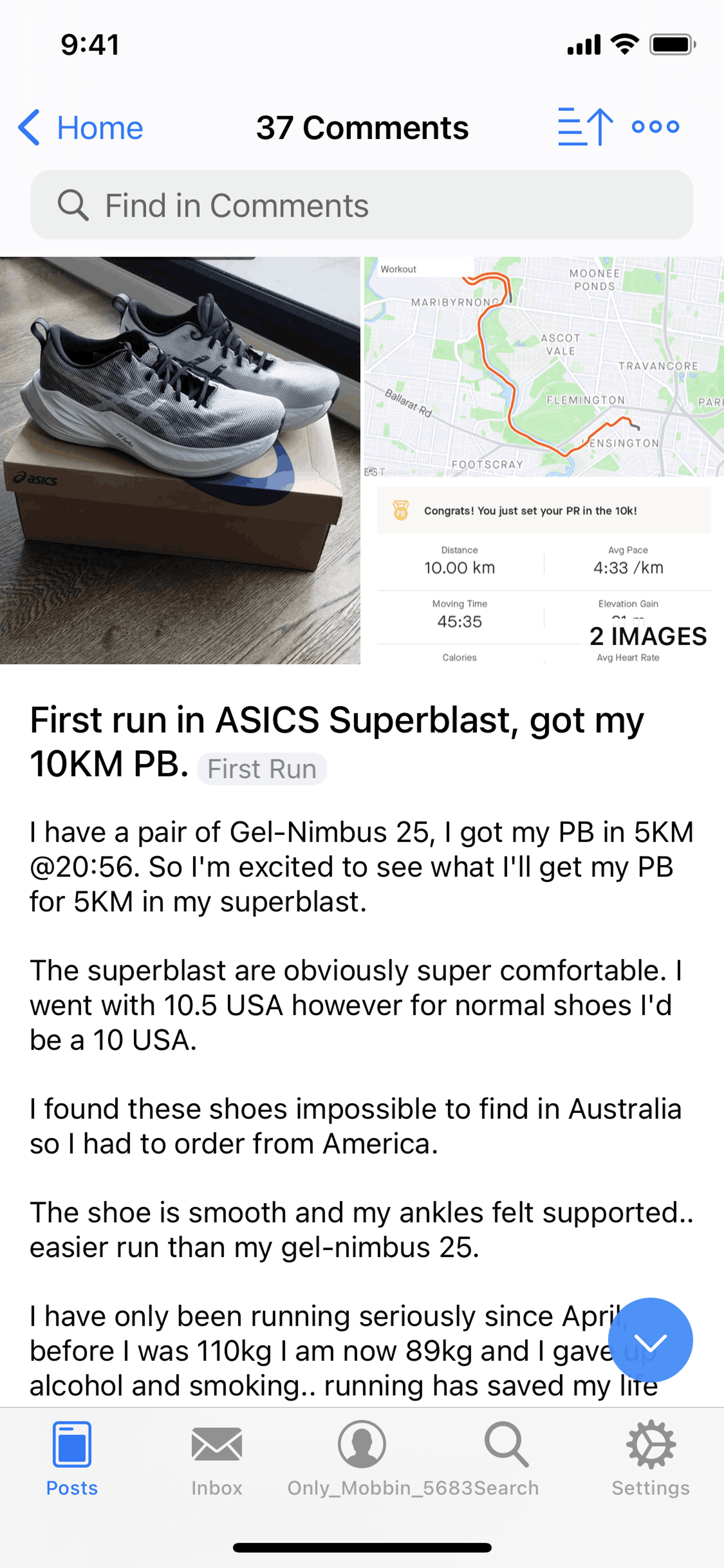 Post detail on Apollo for Reddit (ios) screen 2