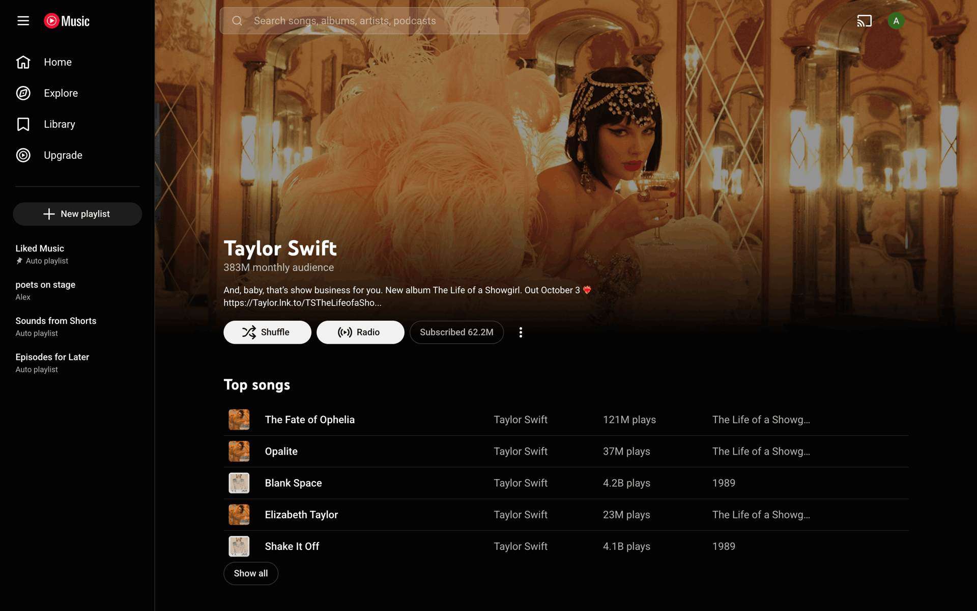 YouTube Music Web Music & Audio interface screenshot 6